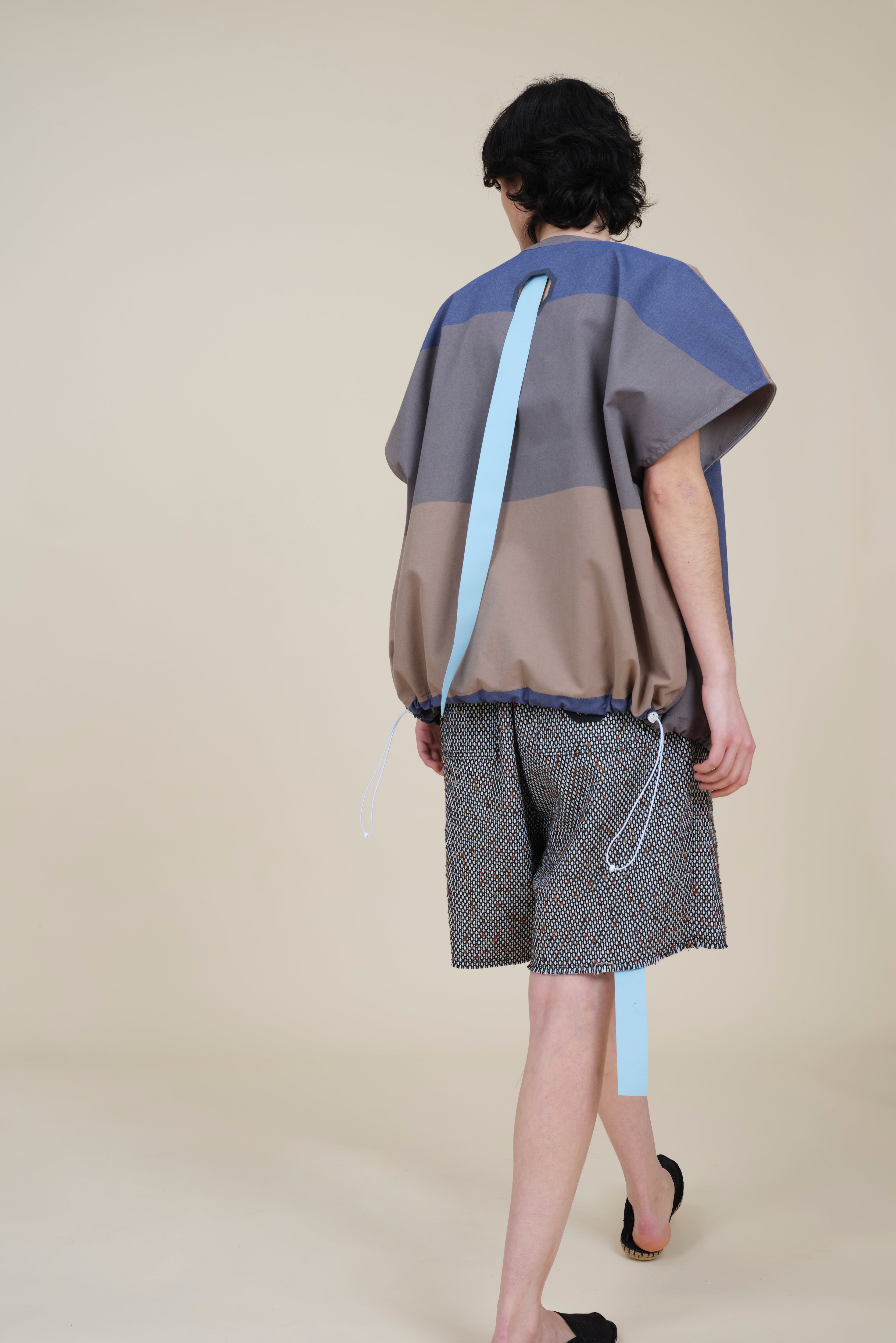 Multicolor Soft Cotton S/S Zip Blouson