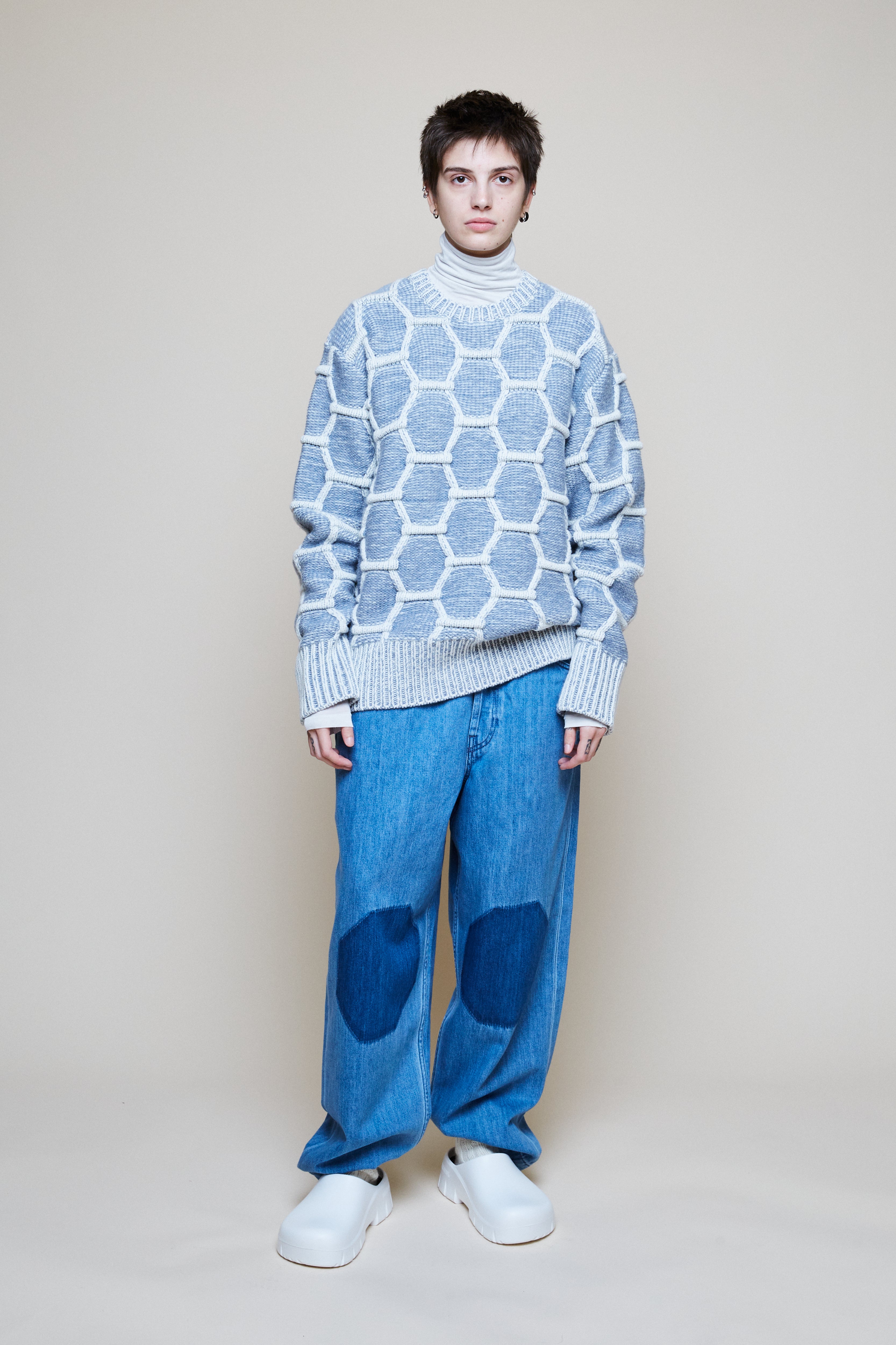 Cozy Wool Crewneck - Sky/Natural