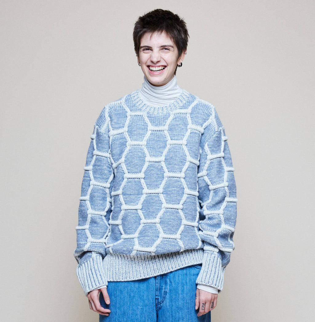 Cozy Wool Crewneck - Sky/Natural