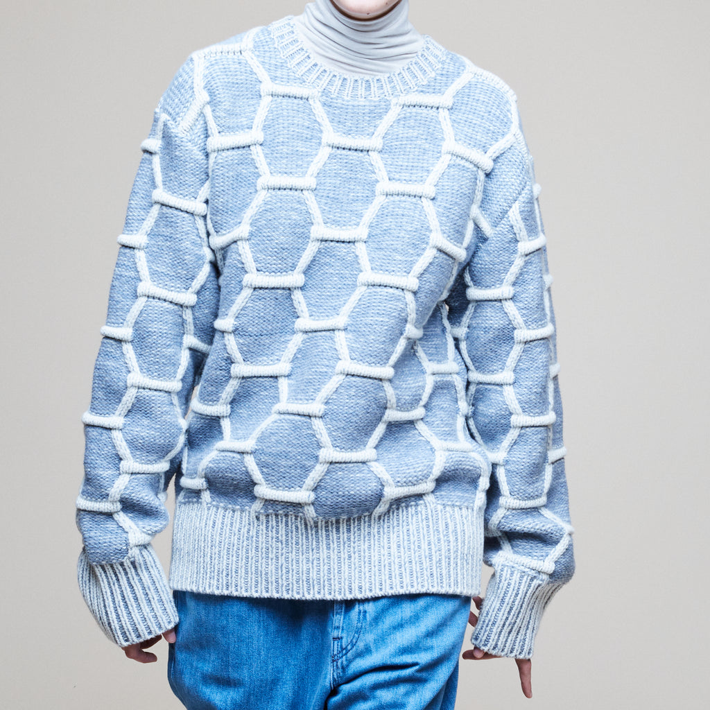 Cozy Wool Crewneck - Sky/Natural