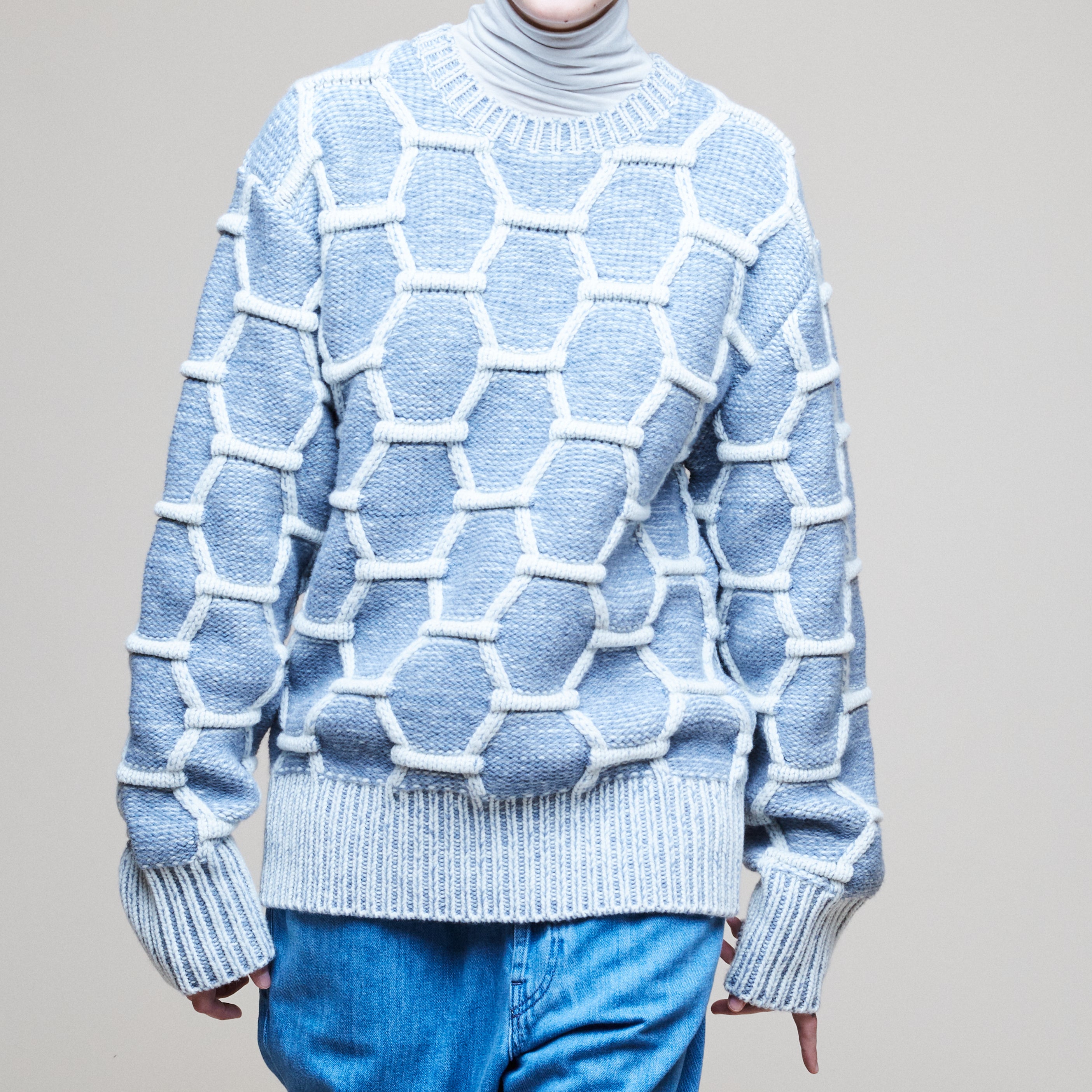 Cozy Wool Crewneck - Sky/Natural