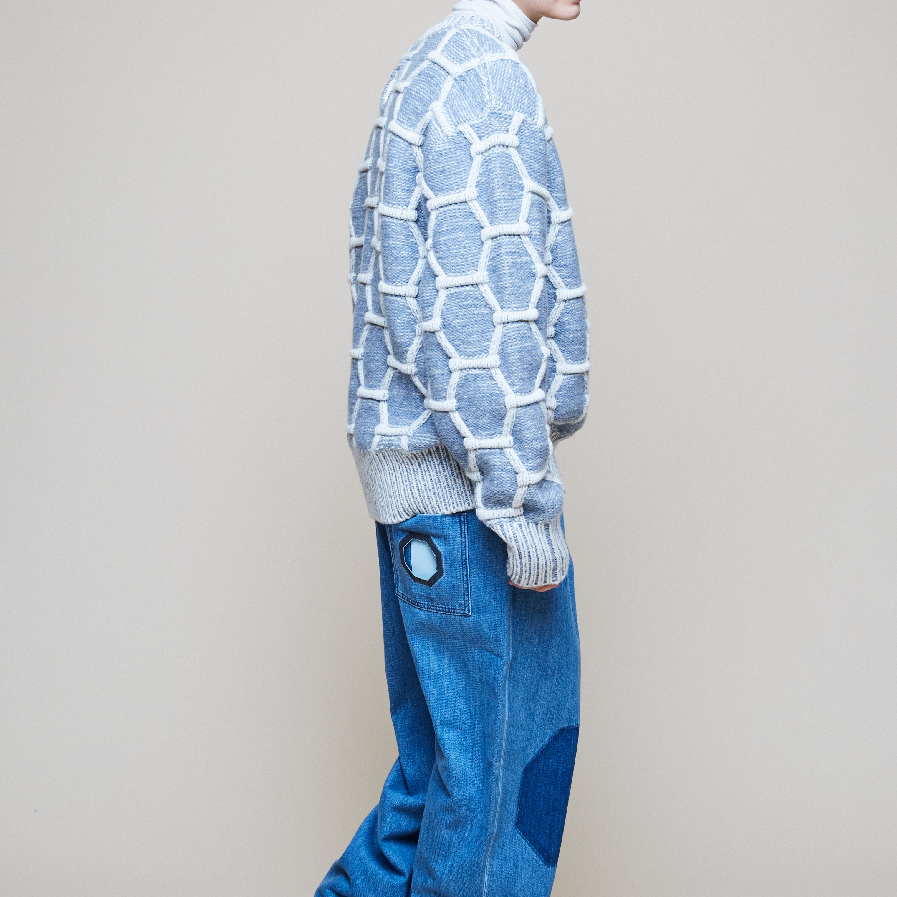 Cozy Wool Crewneck - Sky/Natural