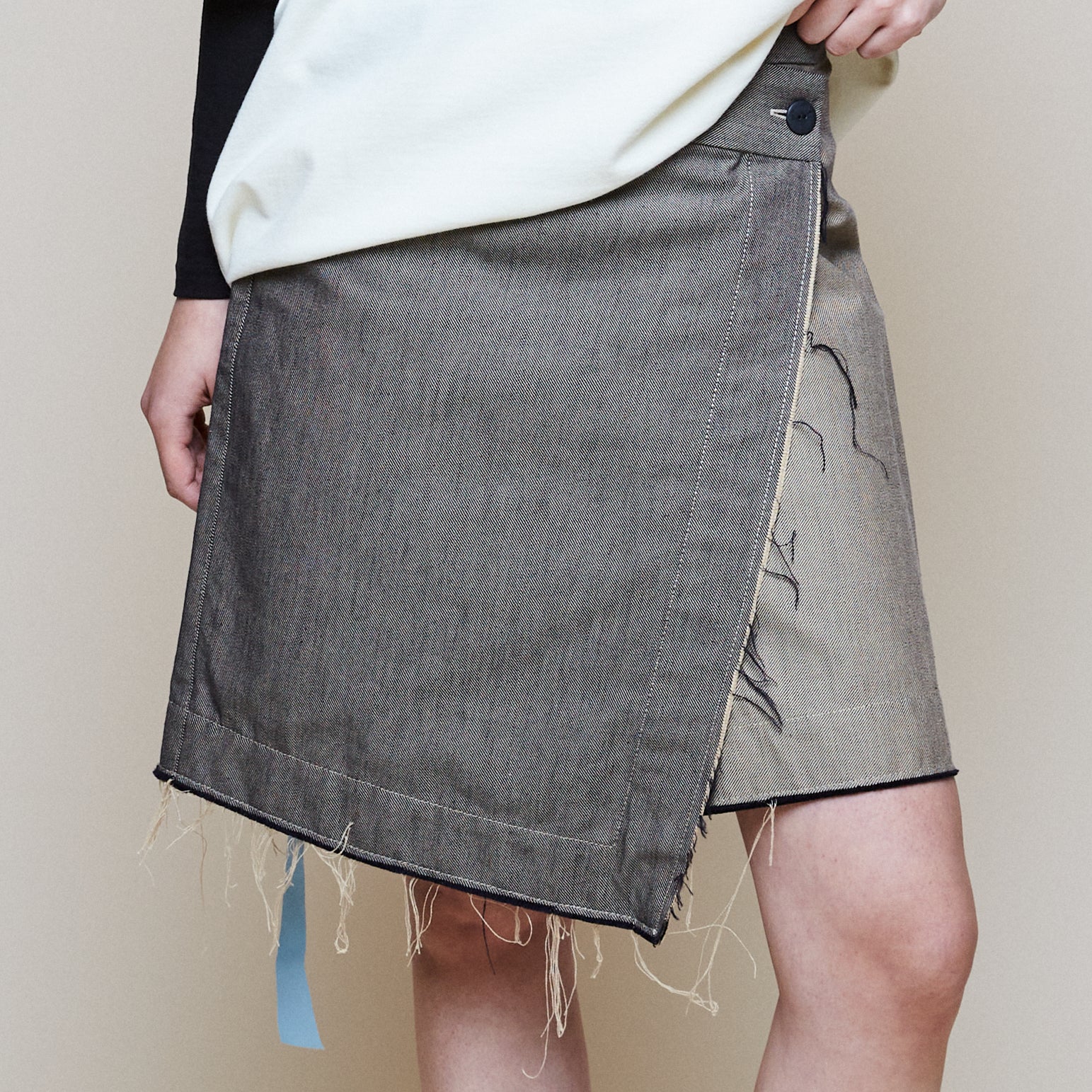 Asymmetrical Gabardine Skirt - Bicolor