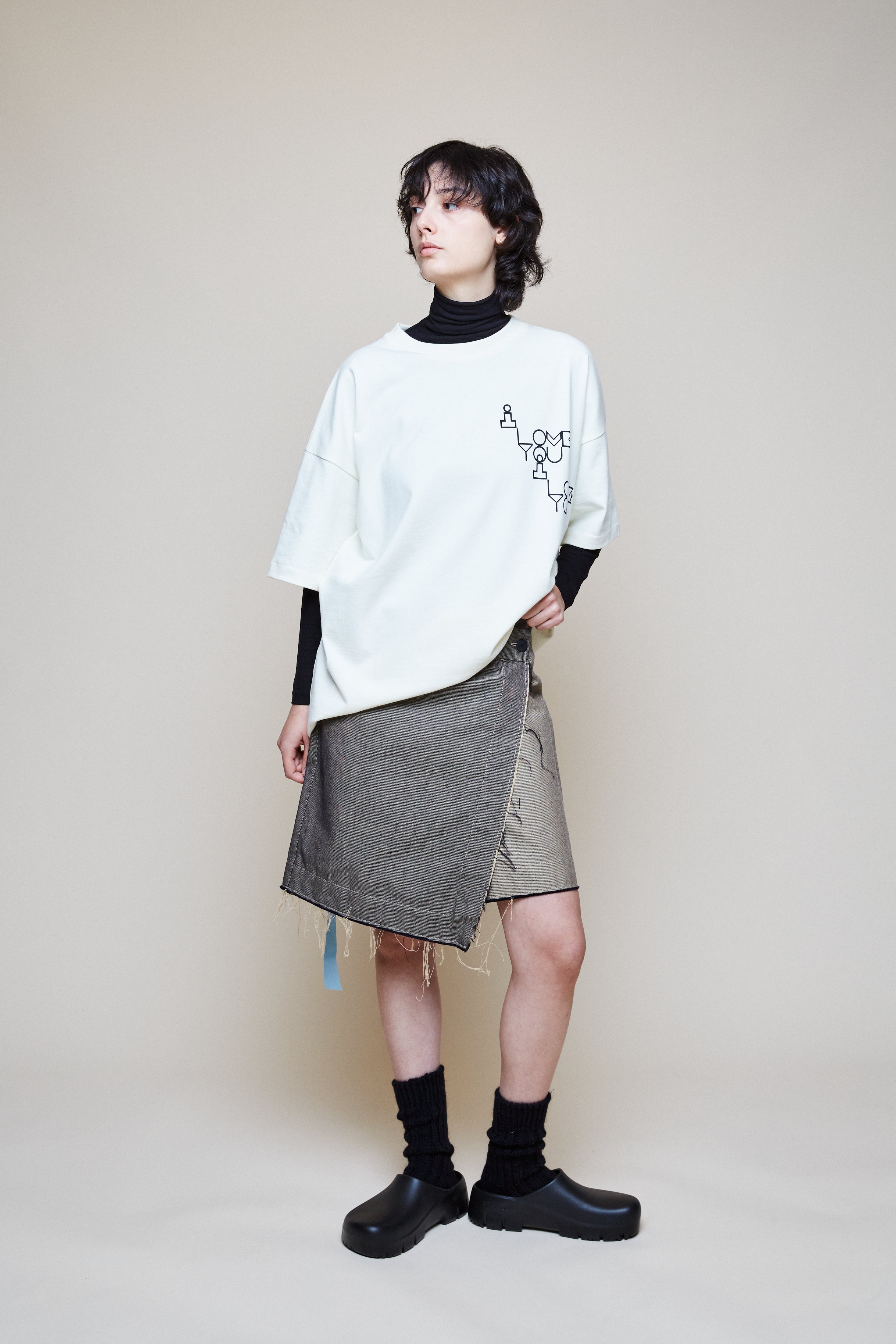 Asymmetrical Gabardine Skirt - Bicolor