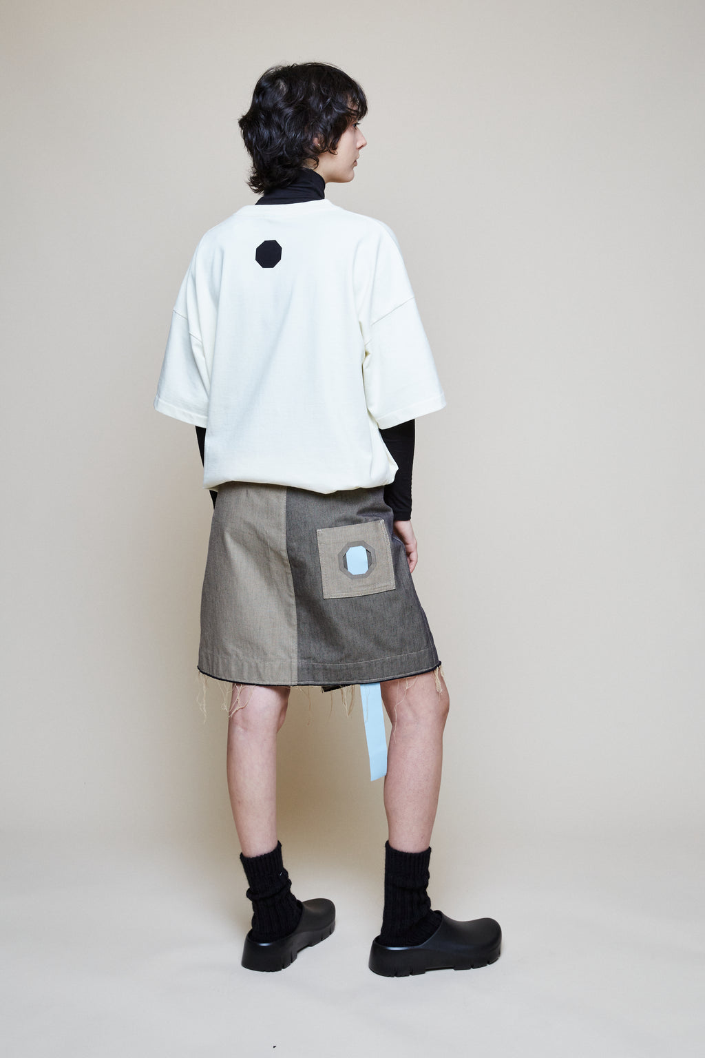 Asymmetrical Gabardine Skirt - Bicolor