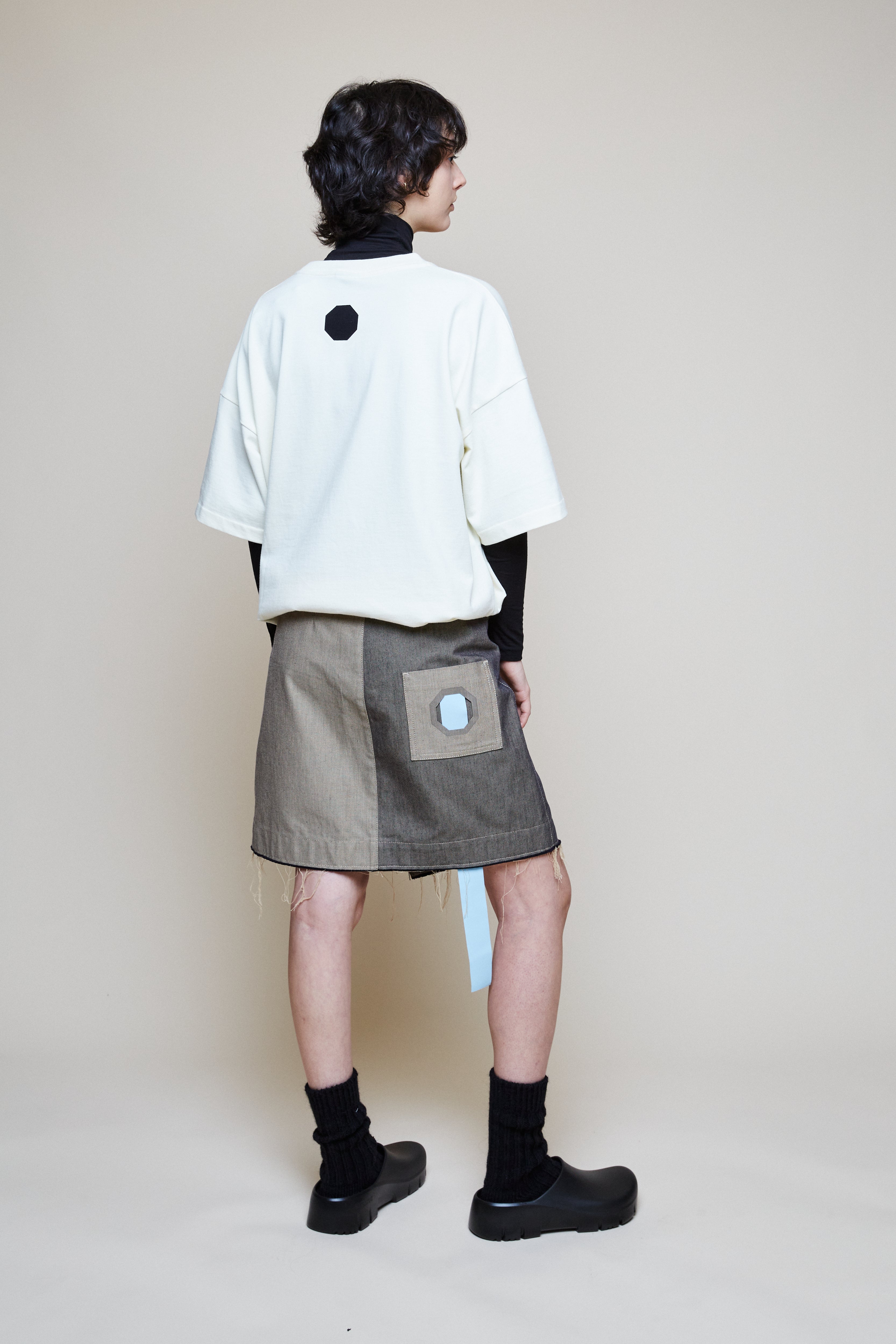 Asymmetrical Gabardine Skirt - Bicolor
