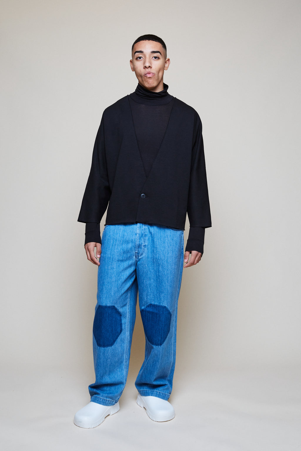 Cropped Sweat Jacket - Black