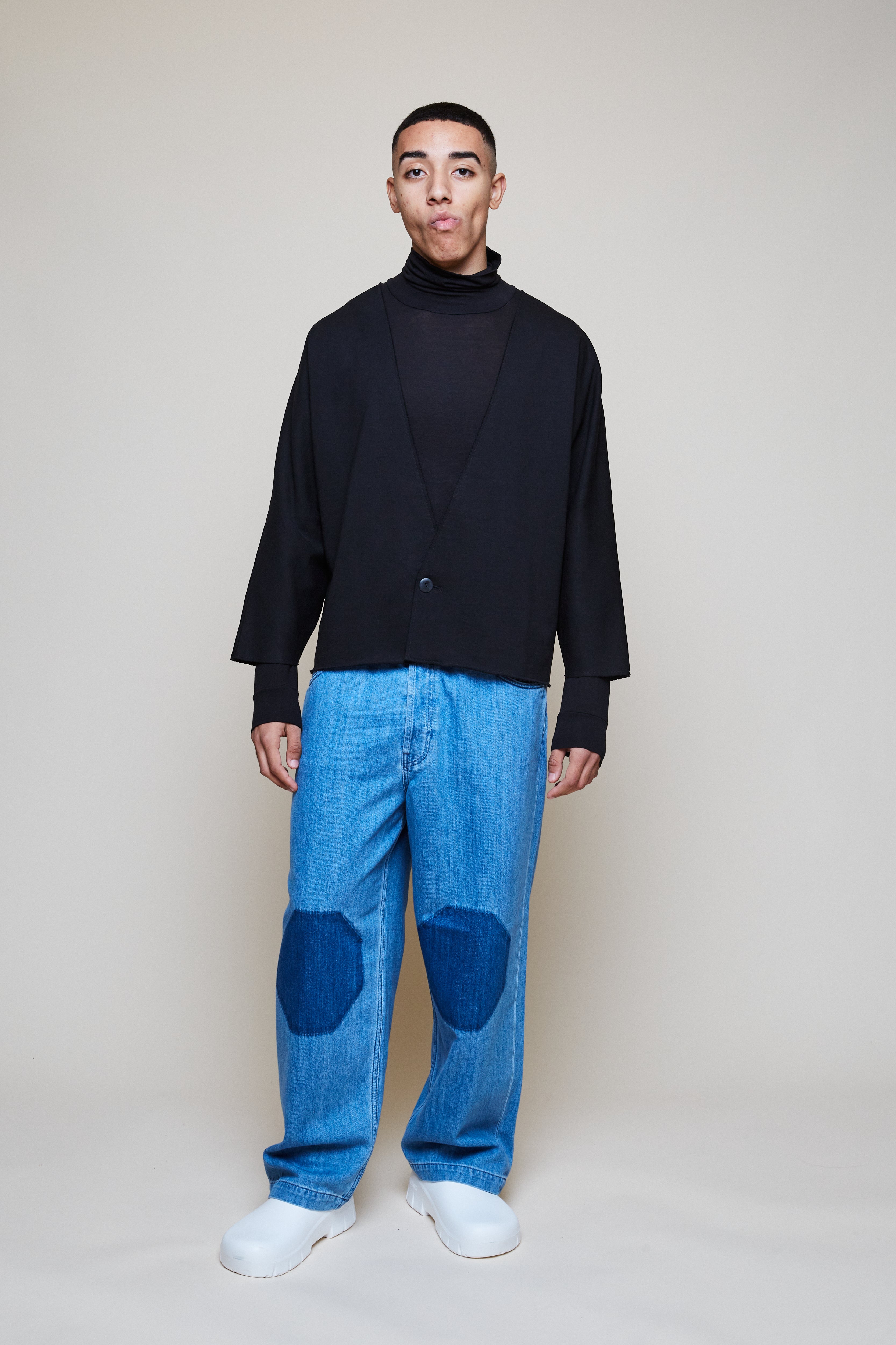 Cropped Sweat Jacket - Black