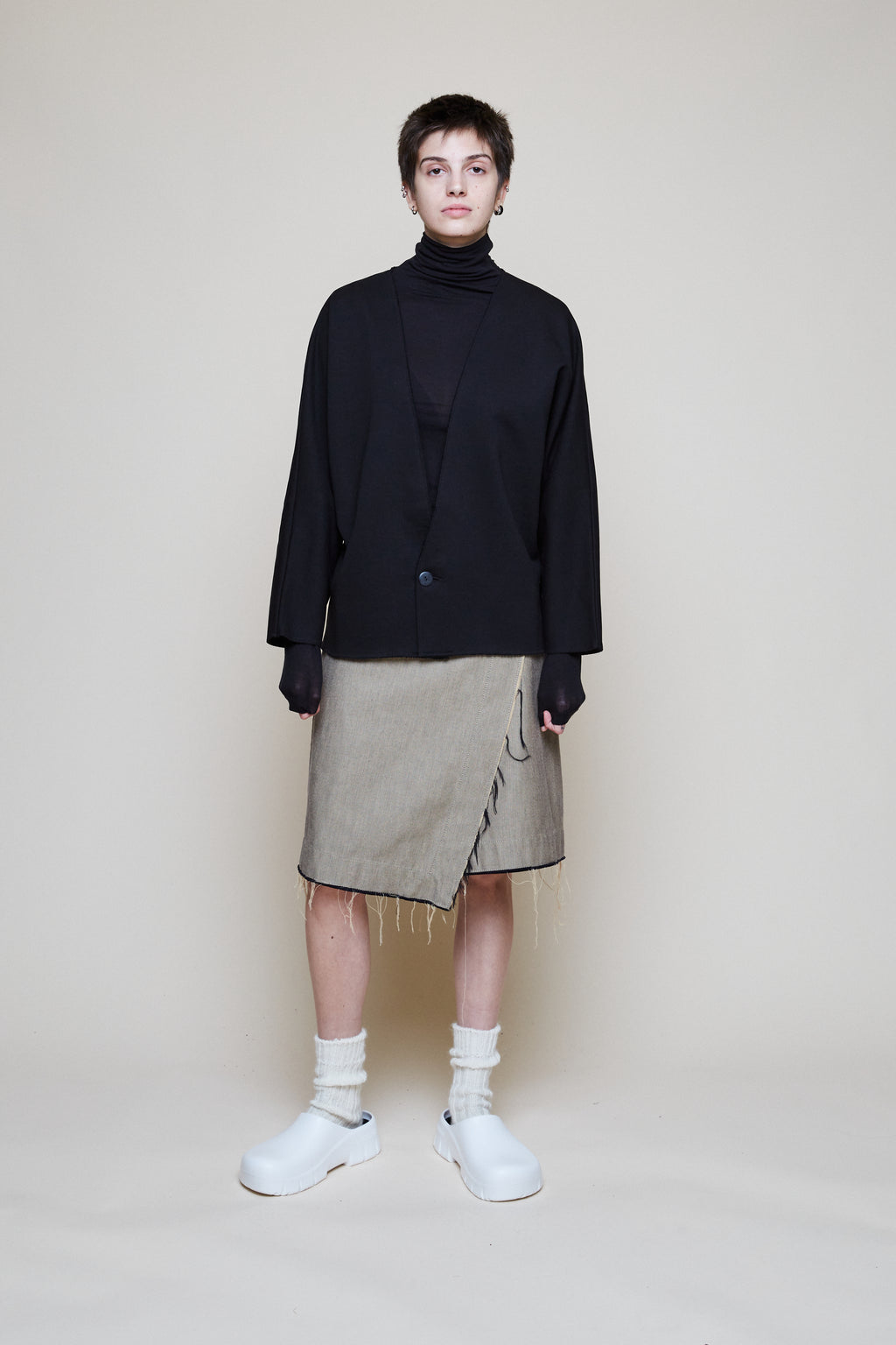 Cropped Sweat Jacket - Black