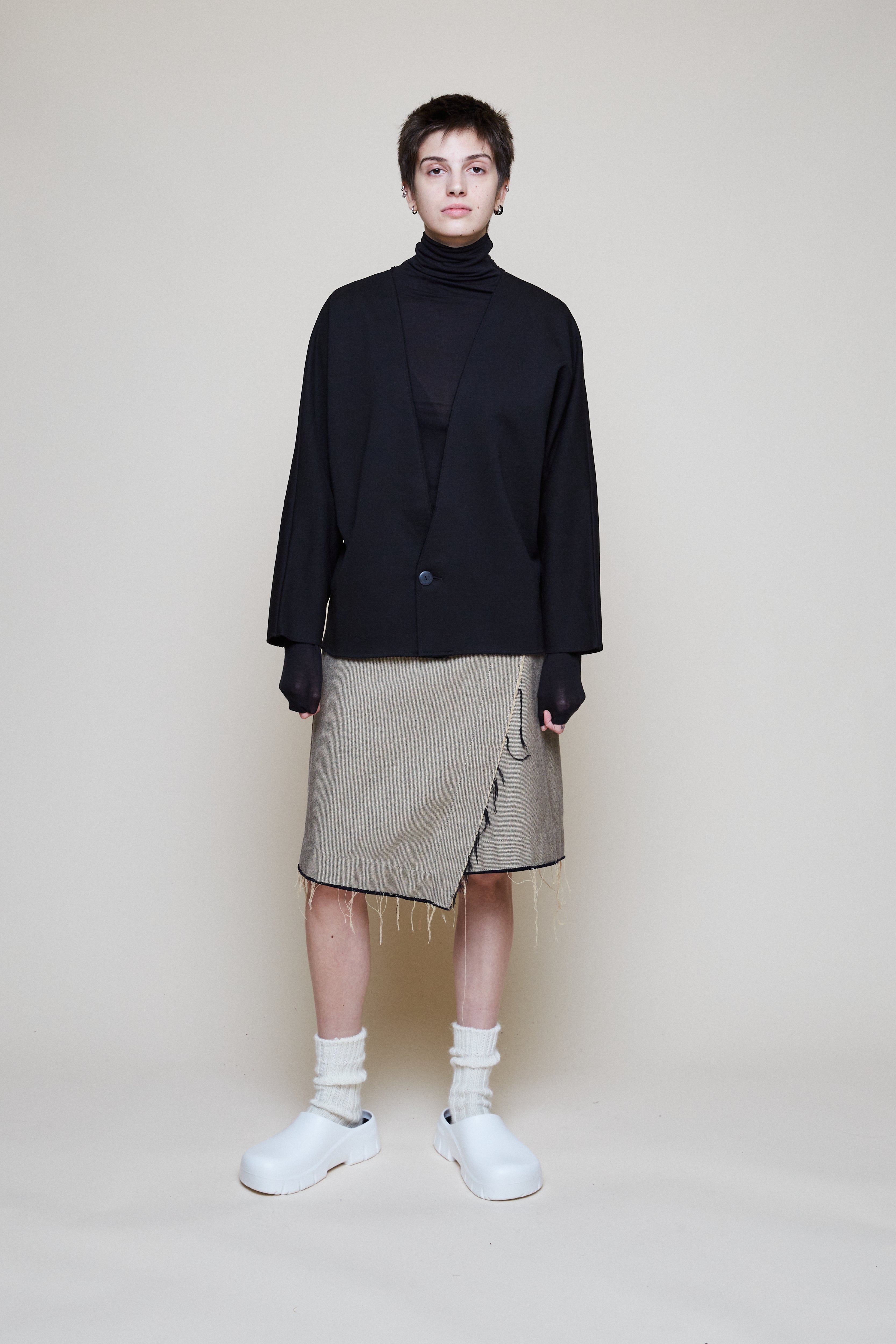 Cropped Sweat Jacket - Black