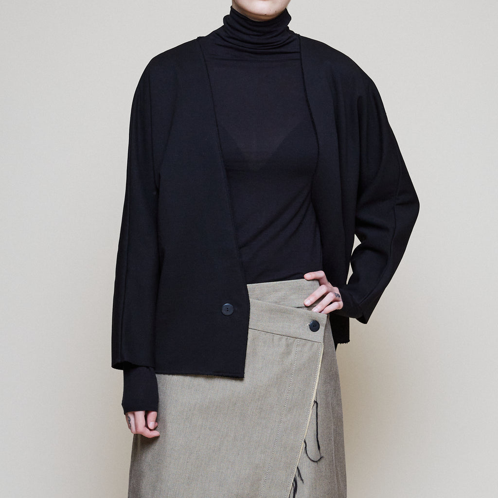 Cropped Sweat Jacket - Black