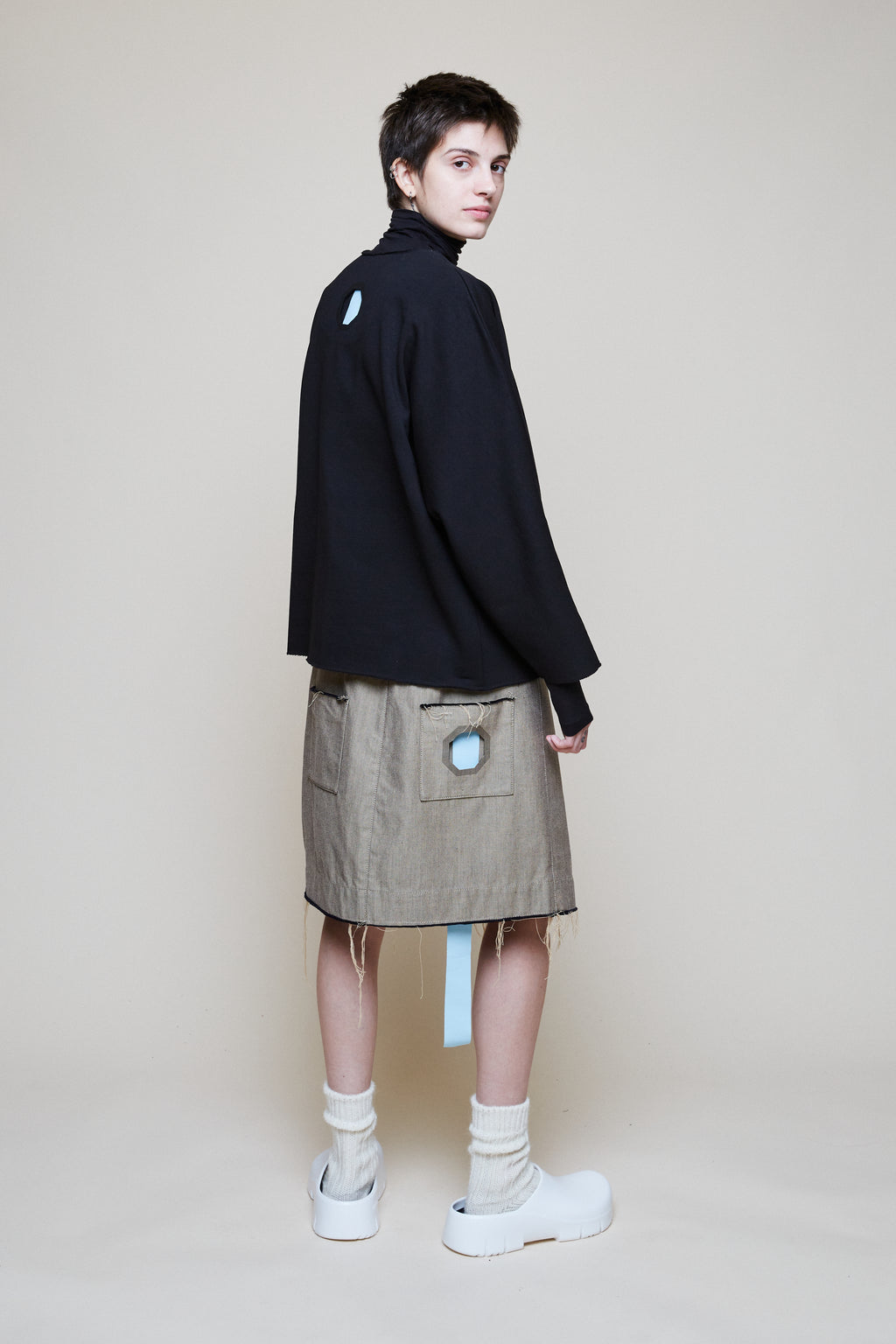 Cropped Sweat Jacket - Black