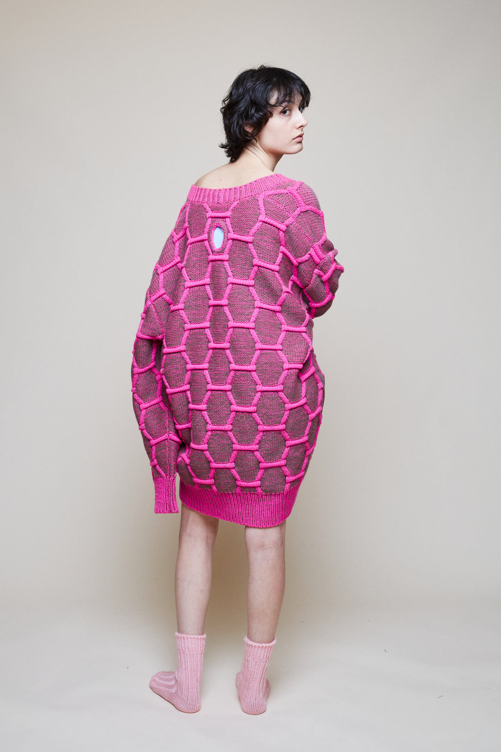 Cozy Wool Cardigan - Pink/Brown