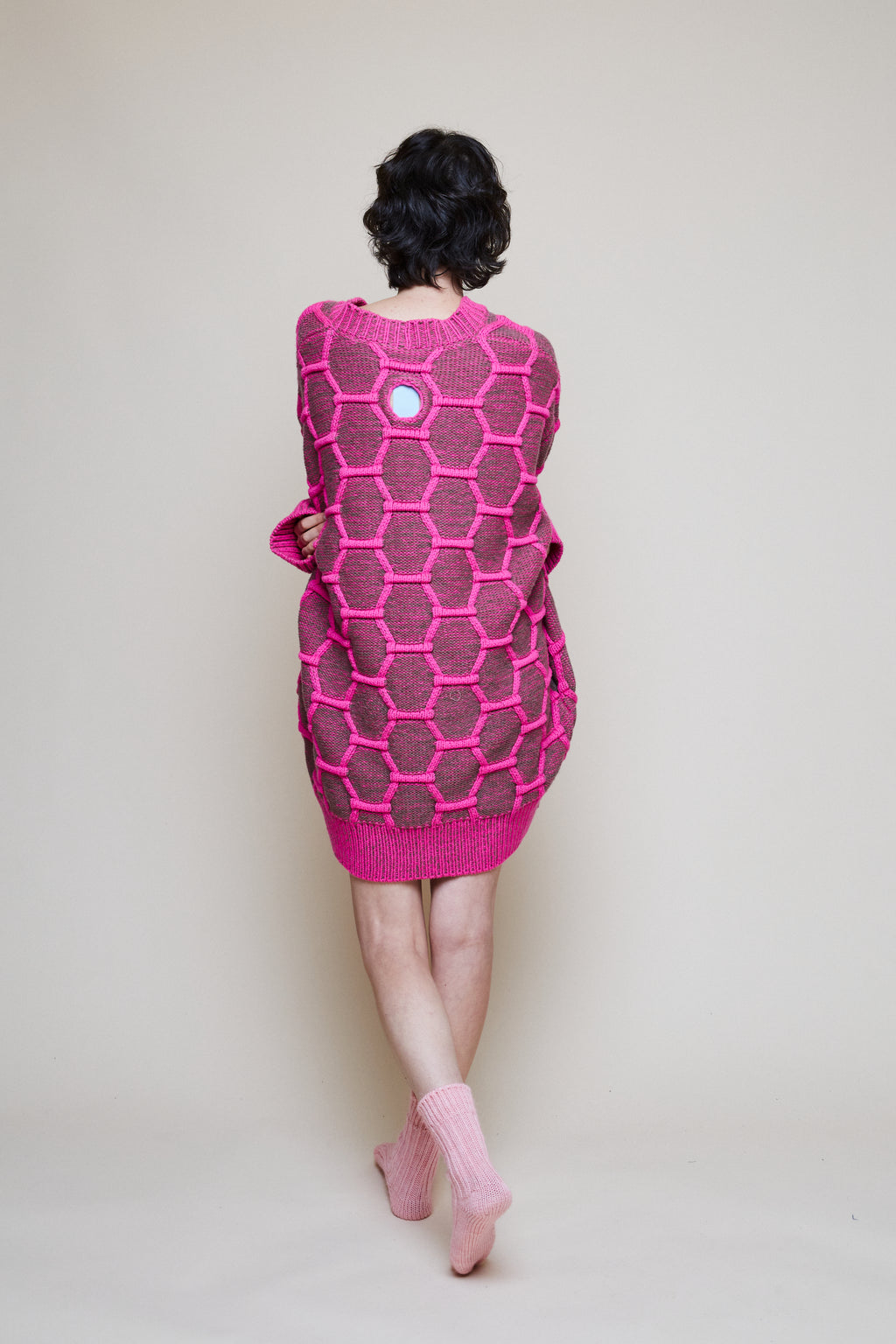 Cozy Wool Cardigan - Pink/Brown