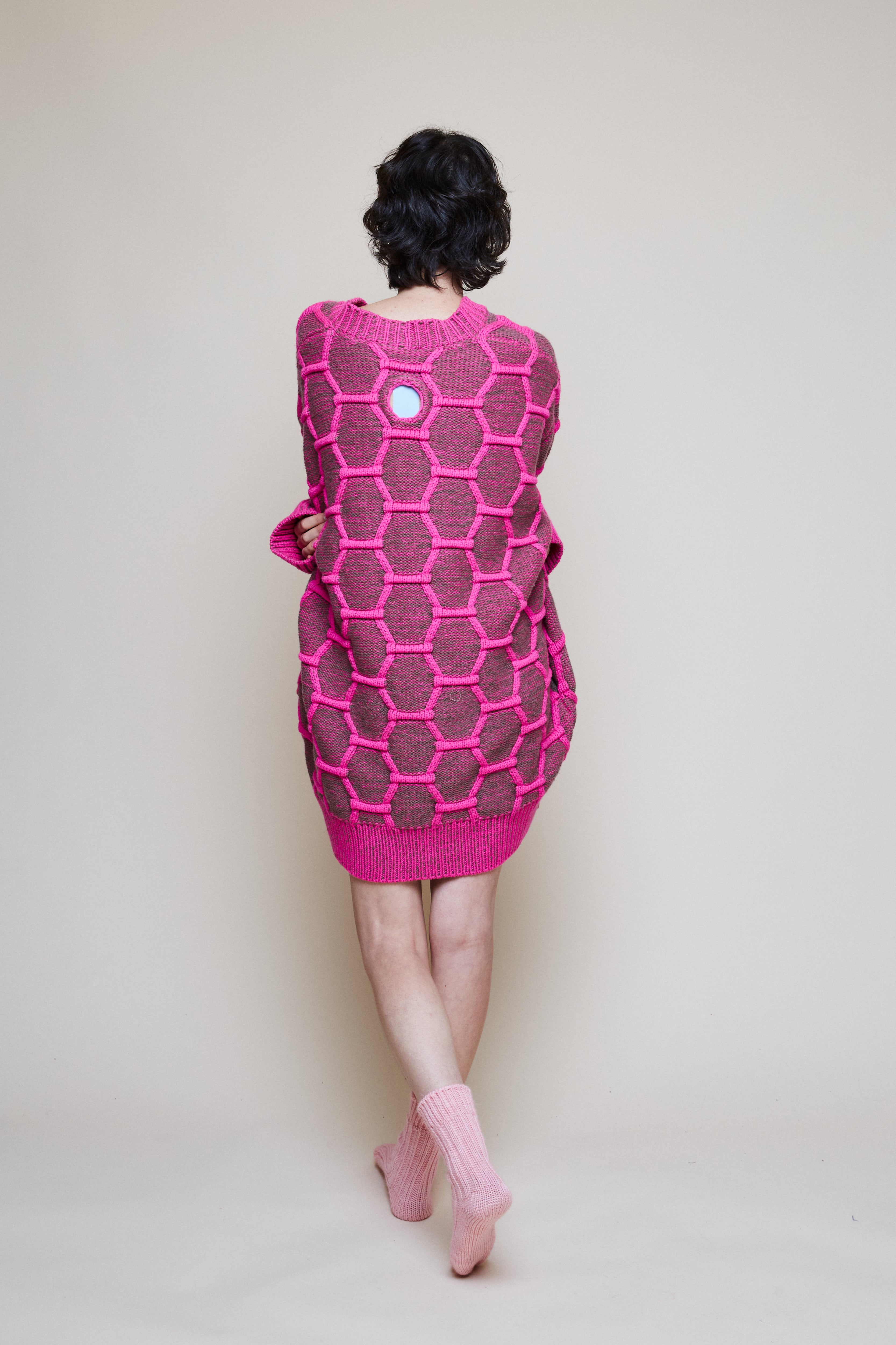 Cozy Wool Cardigan - Pink/Brown