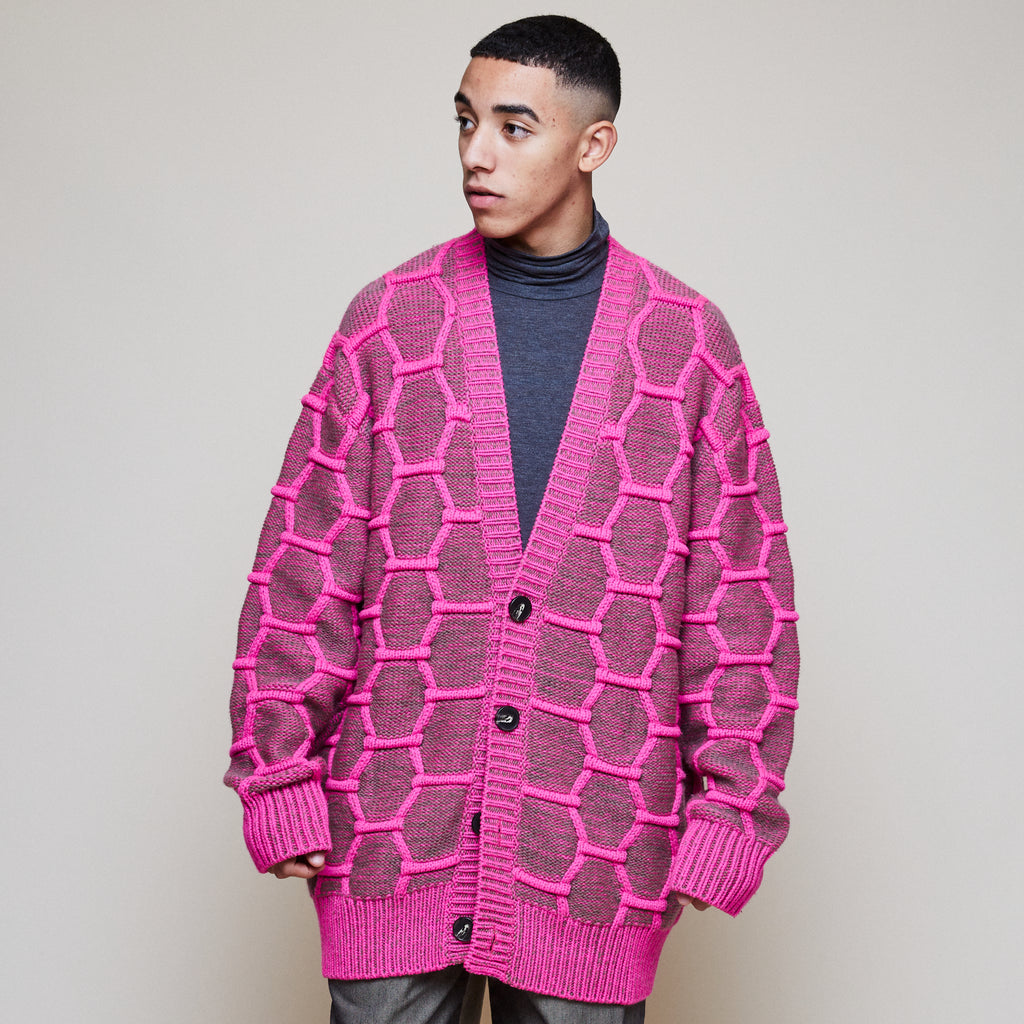 Cozy Wool Cardigan - Pink/Brown