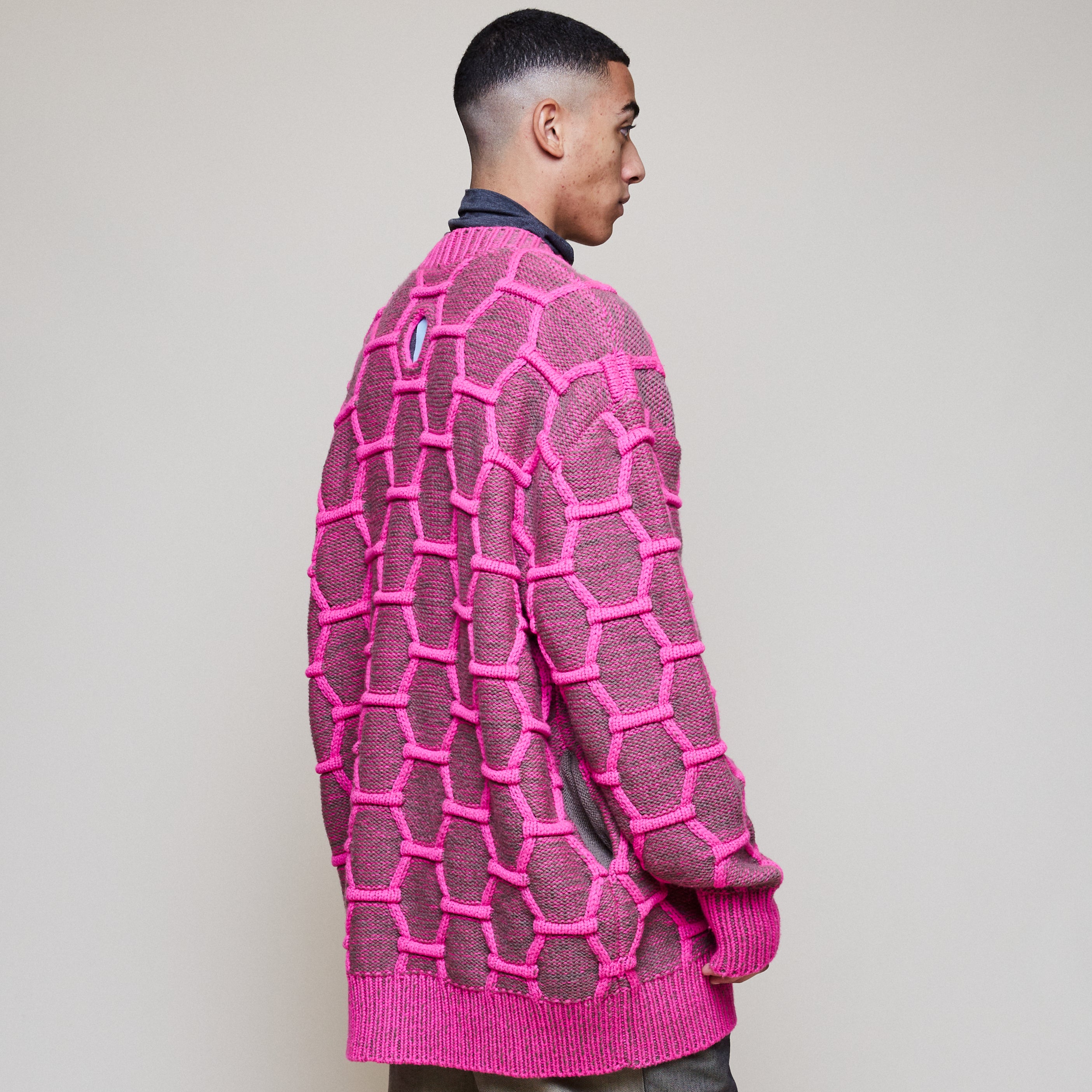 Cozy Wool Cardigan - Pink/Brown