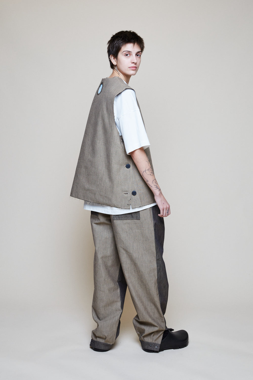 V-Neck Gabardine Vest