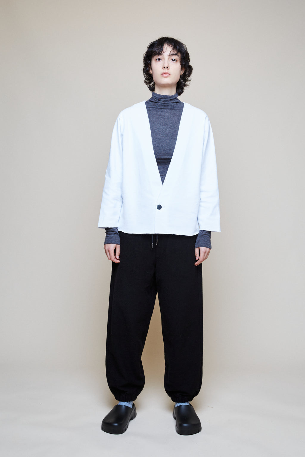 Cropped Sweat Jacket - White