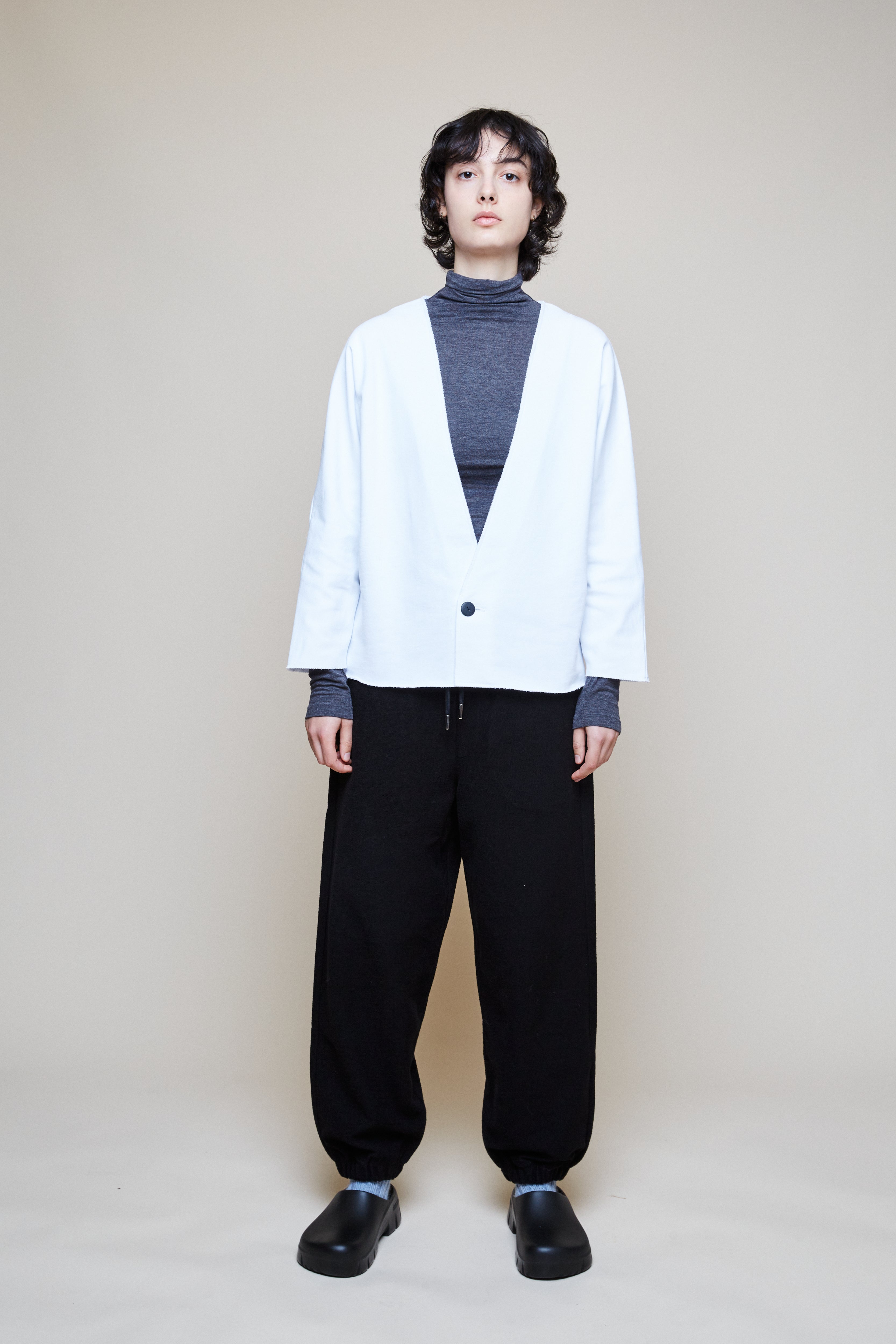 Cropped Sweat Jacket - White