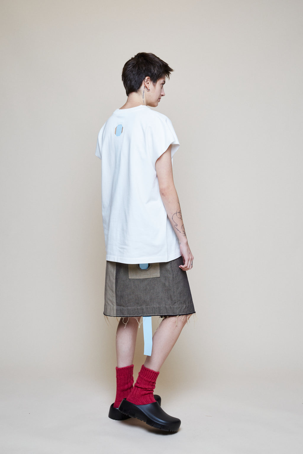 Asymmetrical Gabardine Skirt - Bicolor