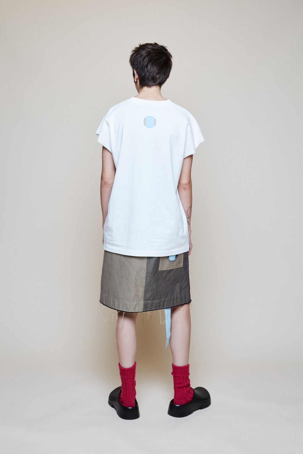 Asymmetrical Gabardine Skirt - Bicolor