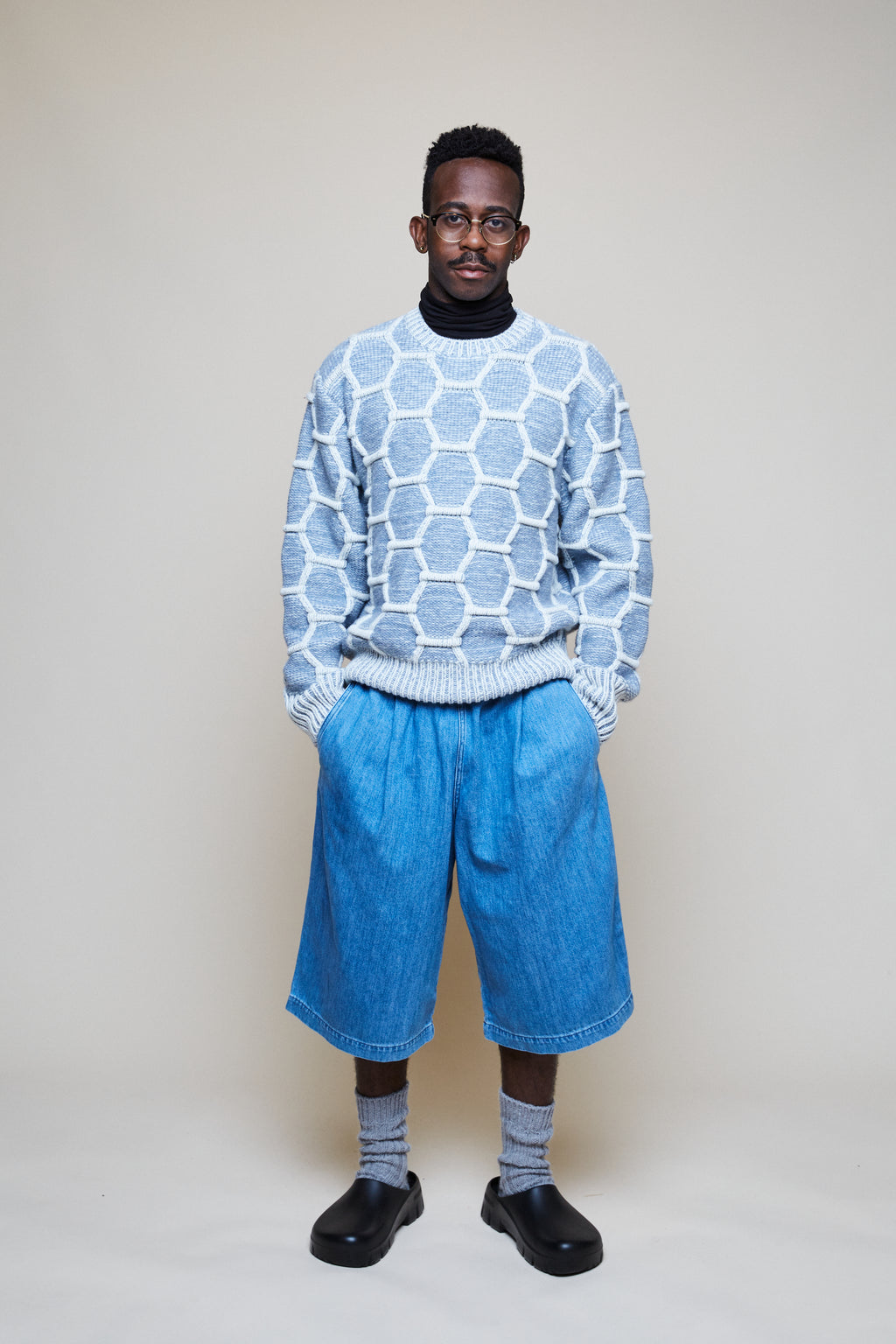 Cozy Wool Crewneck - Sky/Natural