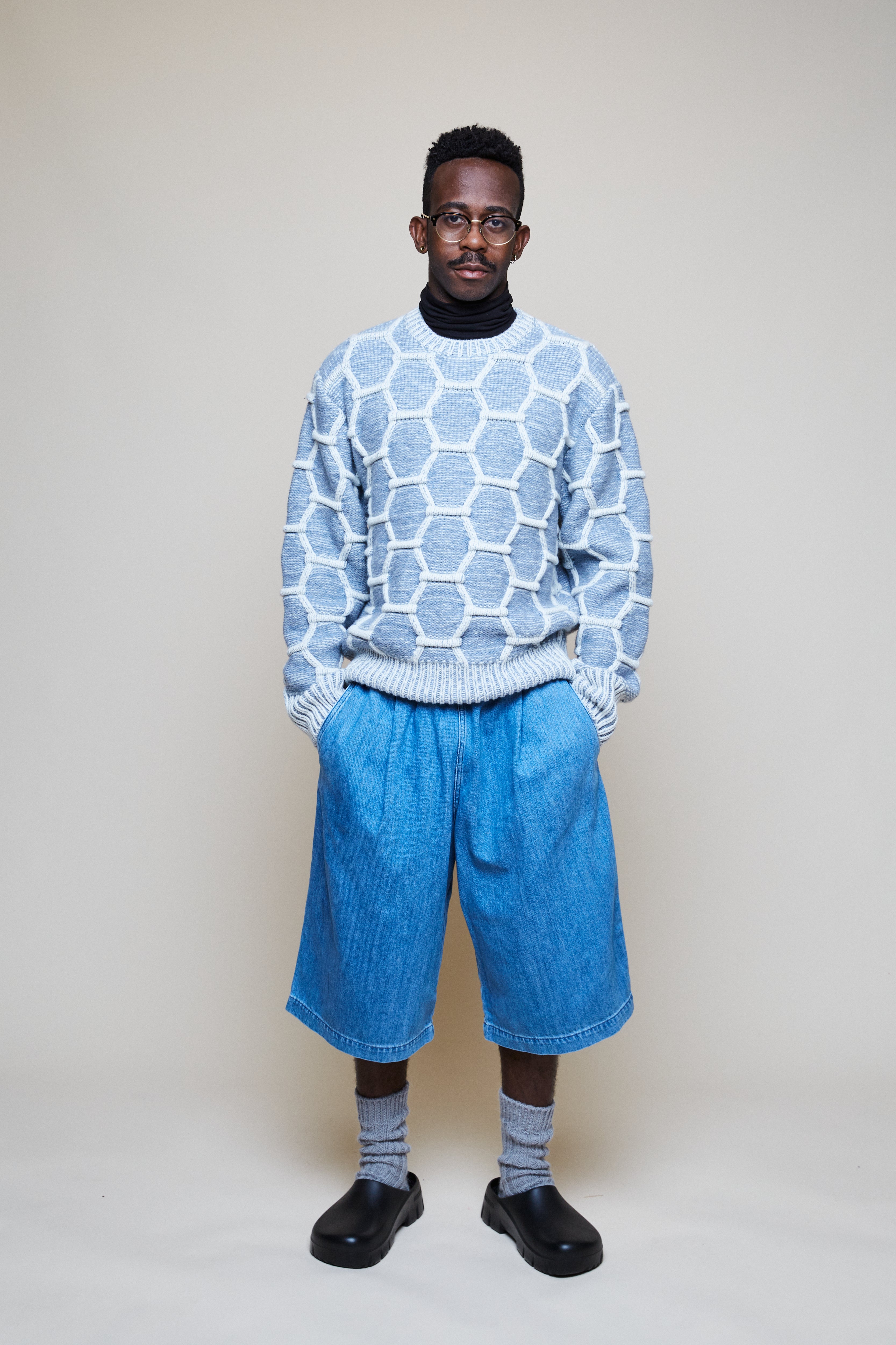 Cozy Wool Crewneck - Sky/Natural