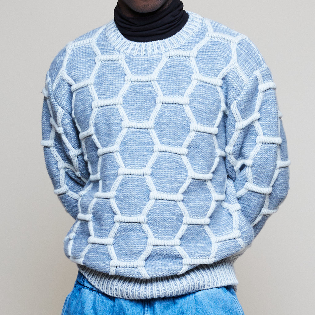 Cozy Wool Crewneck - Sky/Natural