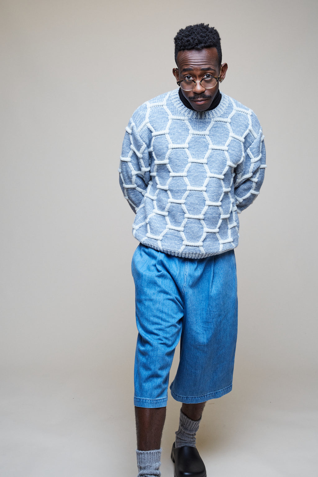 Cozy Wool Crewneck - Sky/Natural