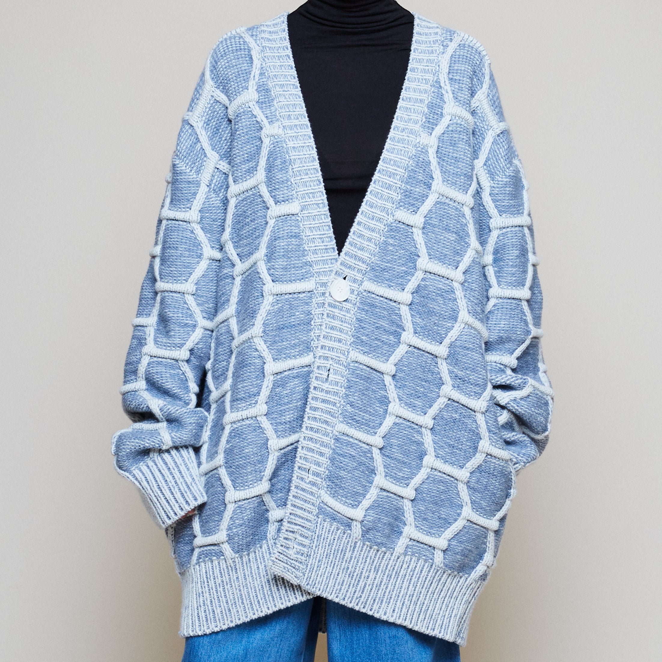 Cozy Wool Cardigan - Sky/Natural