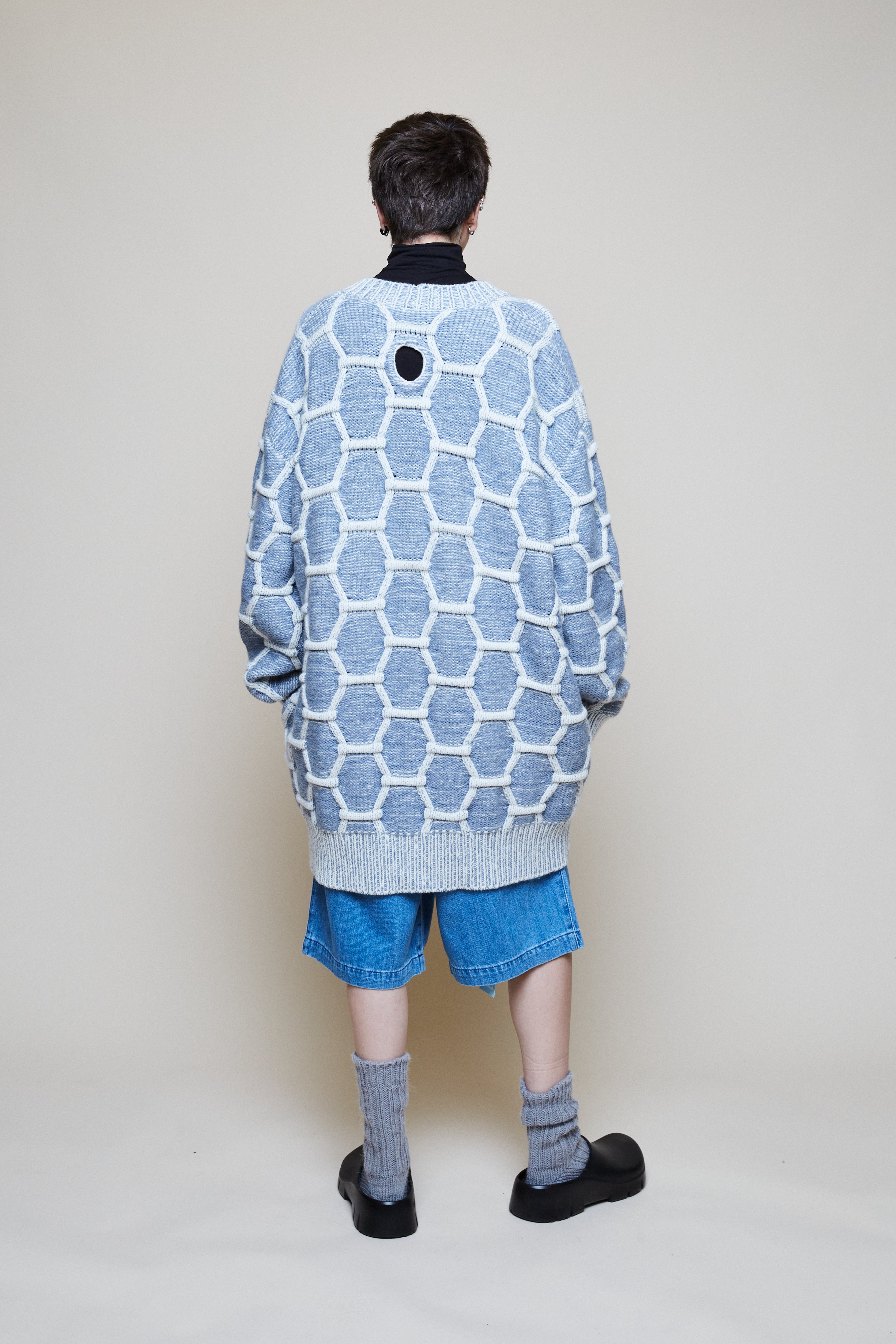 Cozy Wool Cardigan - Sky/Natural