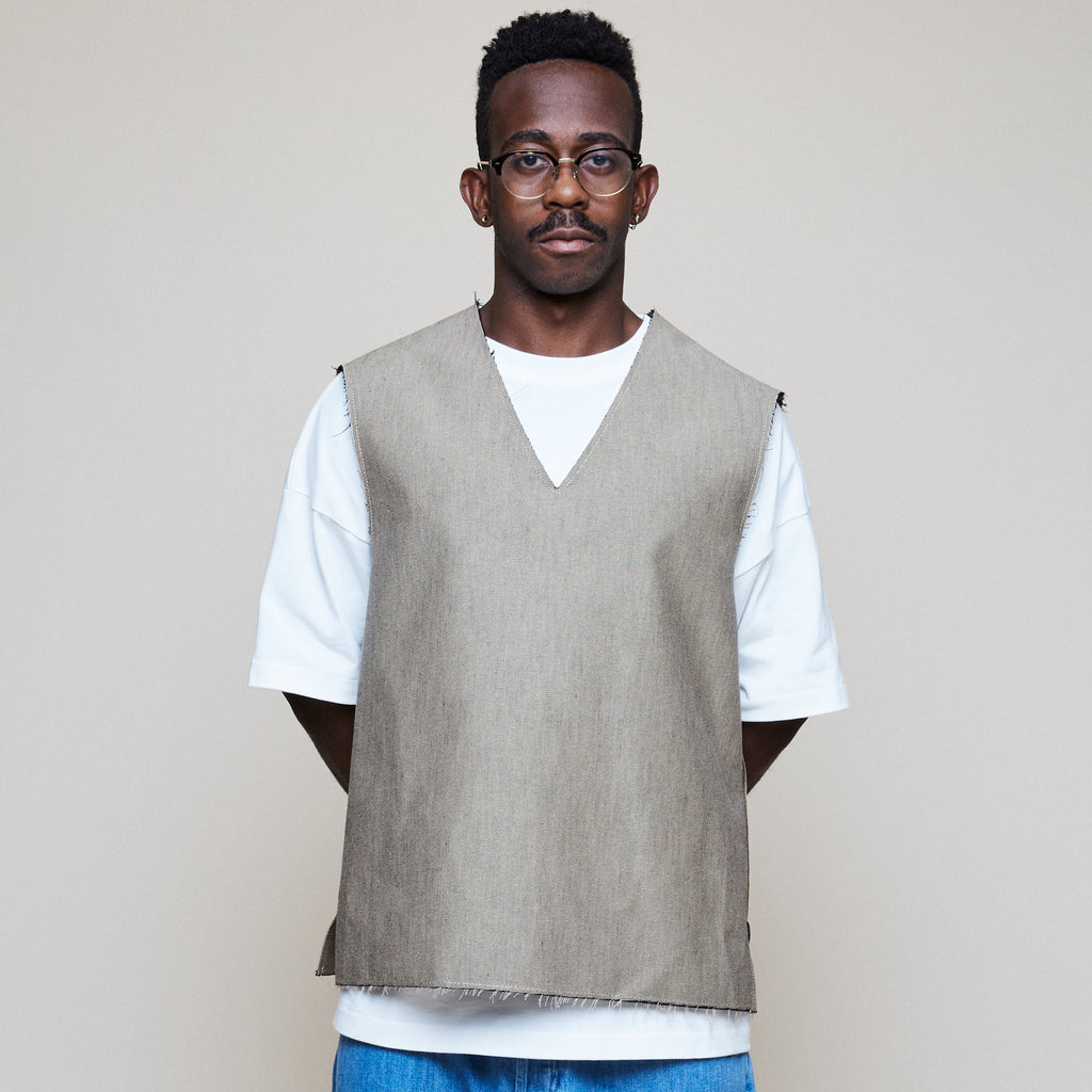 V-Neck Gabardine Vest