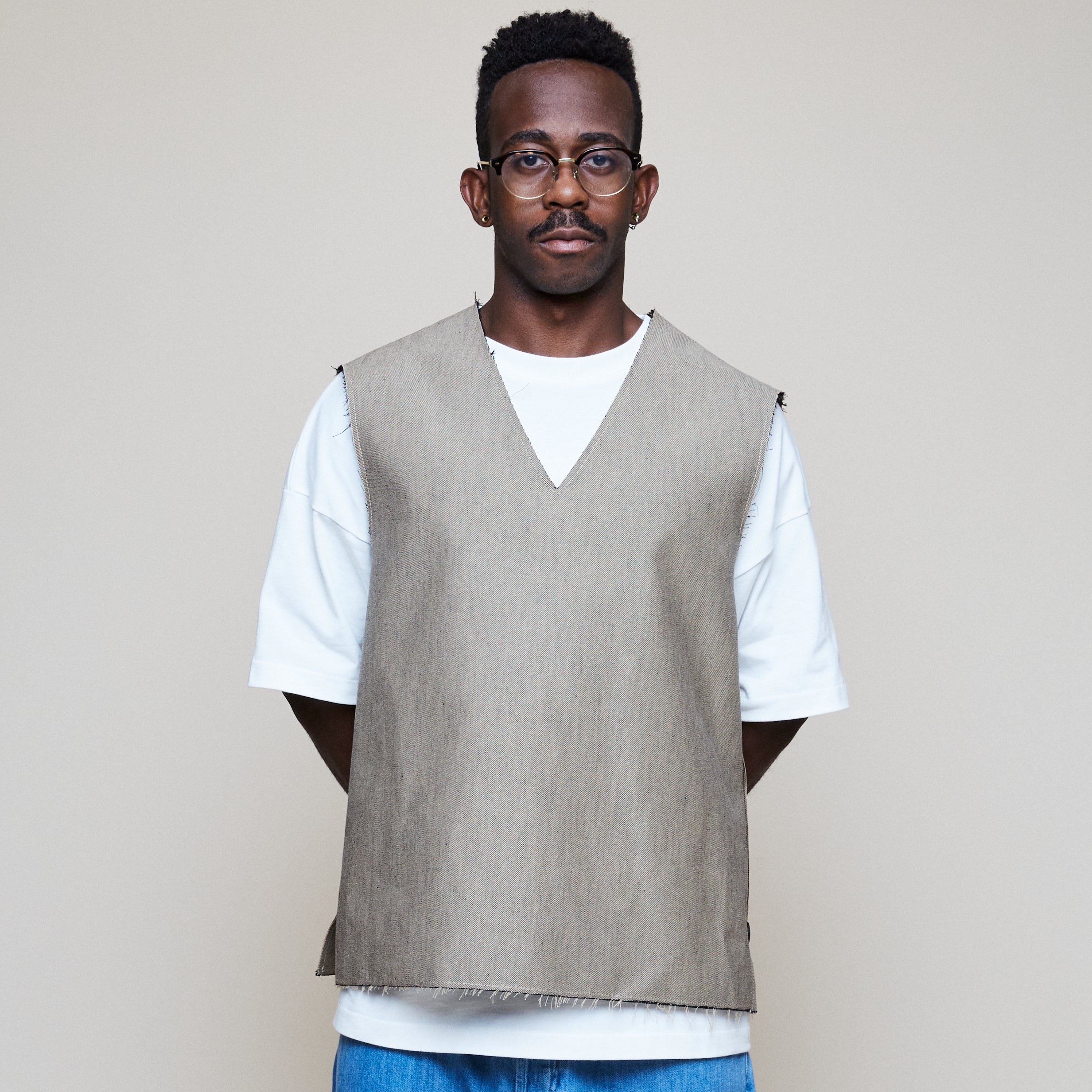 V-Neck Gabardine Vest