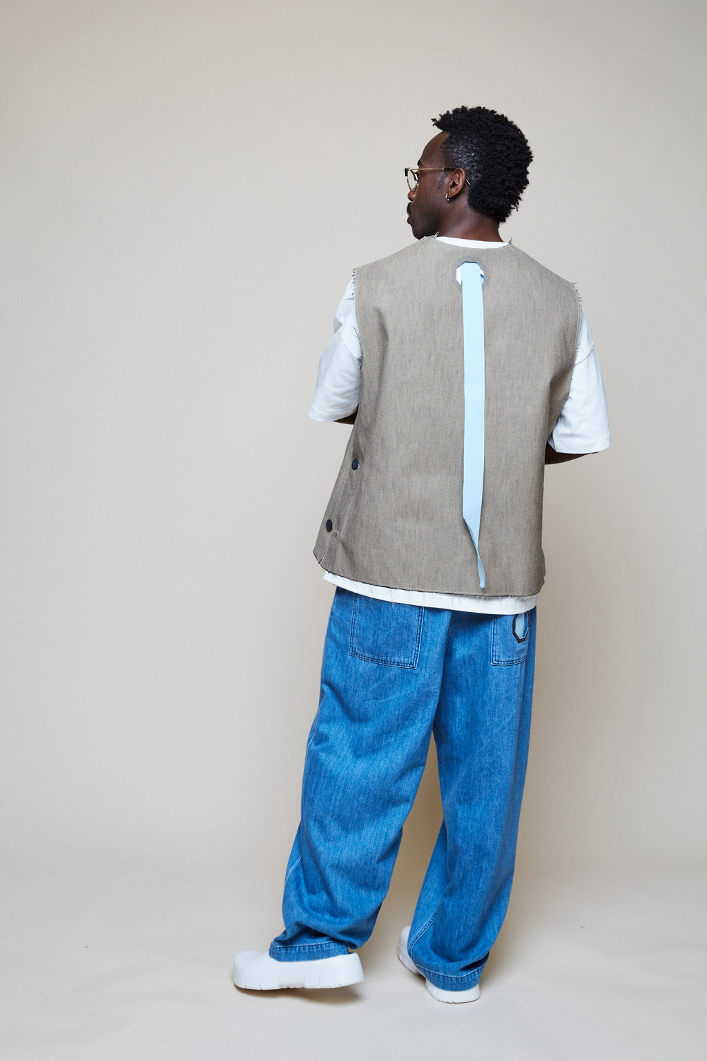 V-Neck Gabardine Vest