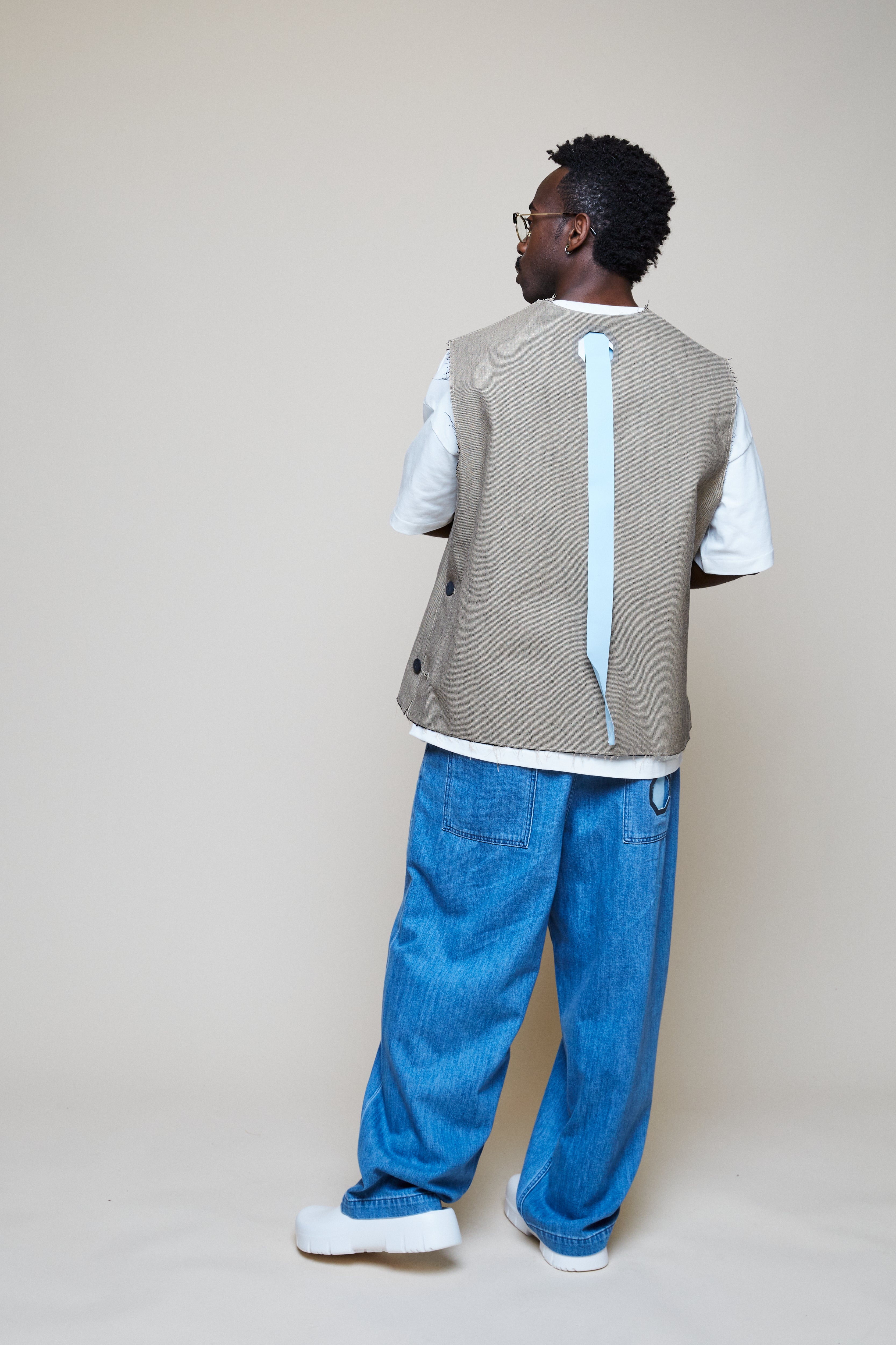 V-Neck Gabardine Vest