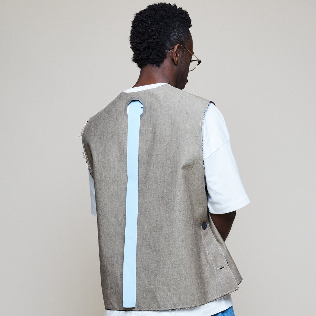 V-Neck Gabardine Vest