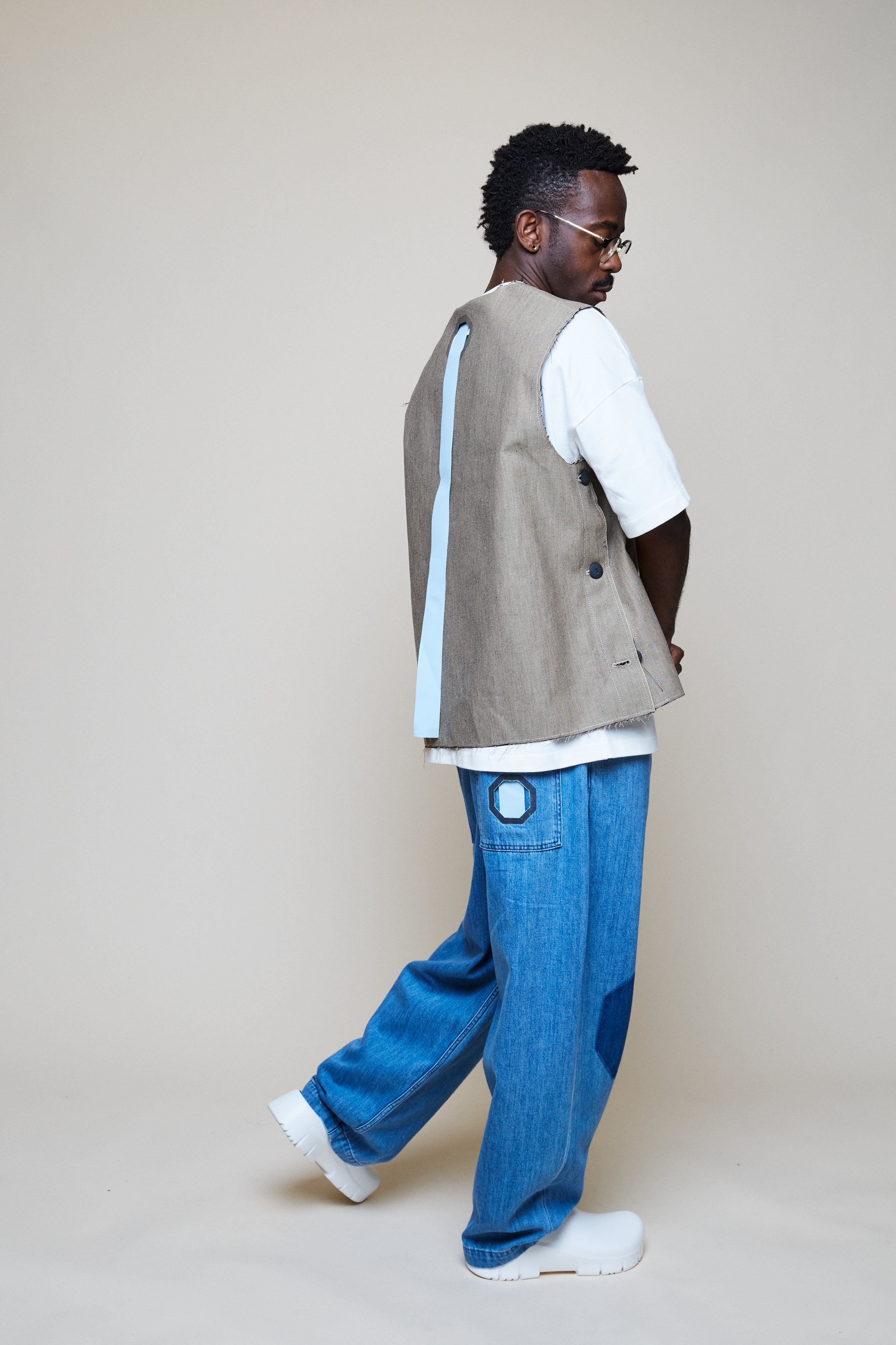 V-Neck Gabardine Vest