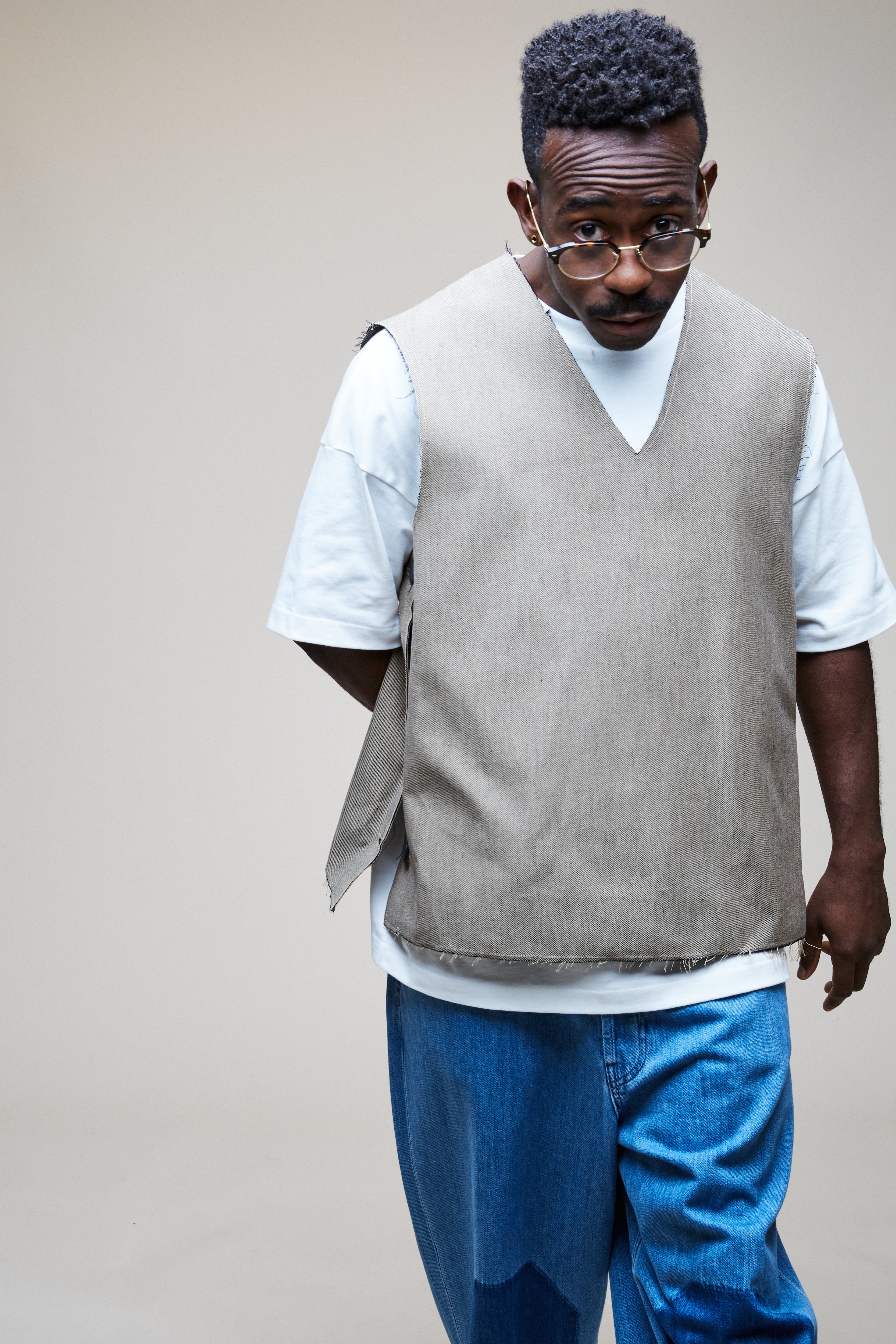 V-Neck Gabardine Vest