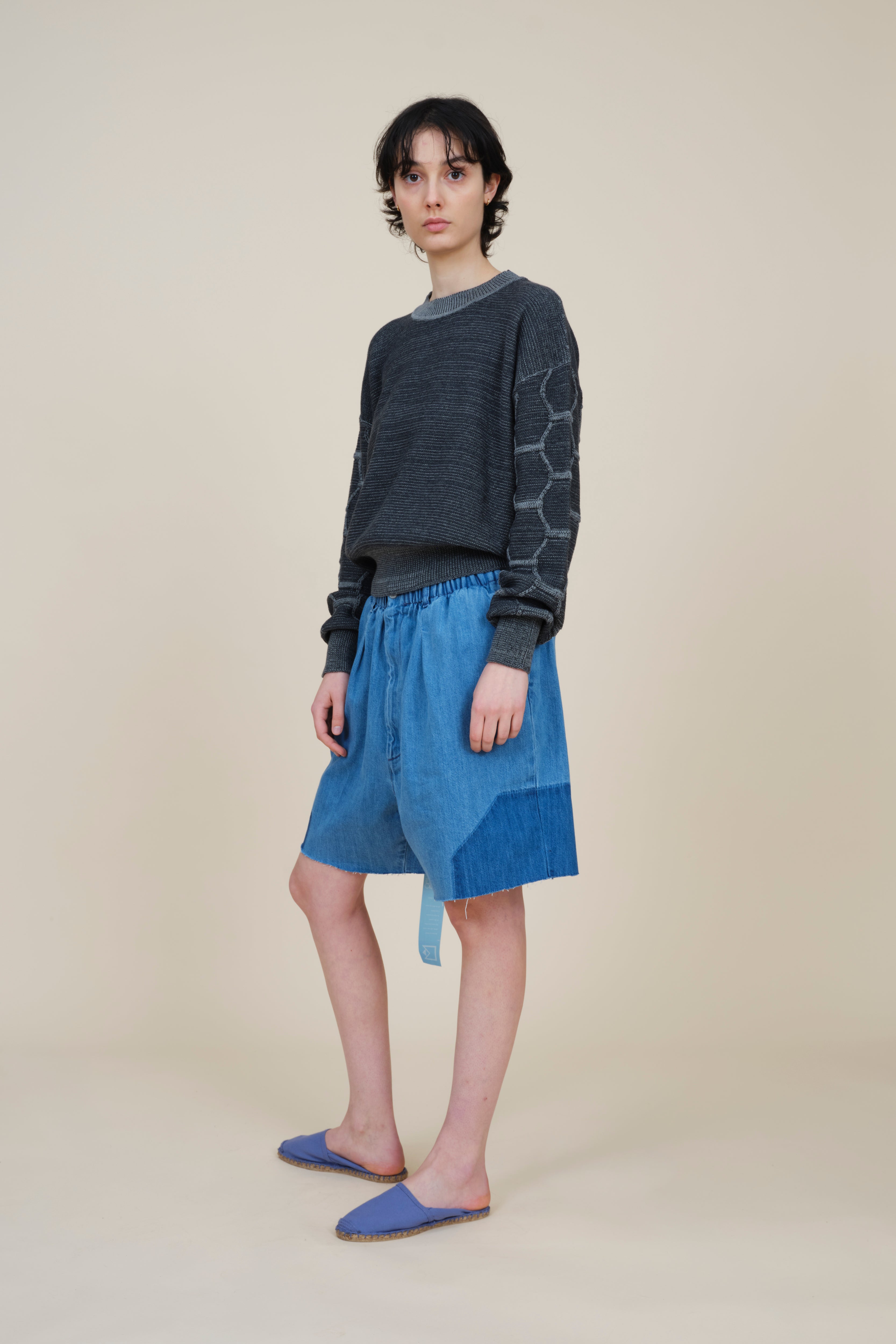 Fine Honeycomb Sleeves Crewneck