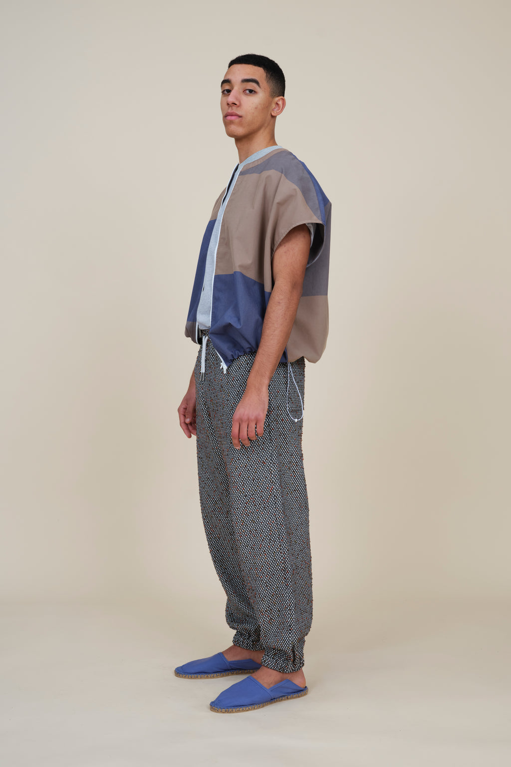 Multicolor Soft Cotton S/S Zip Blouson