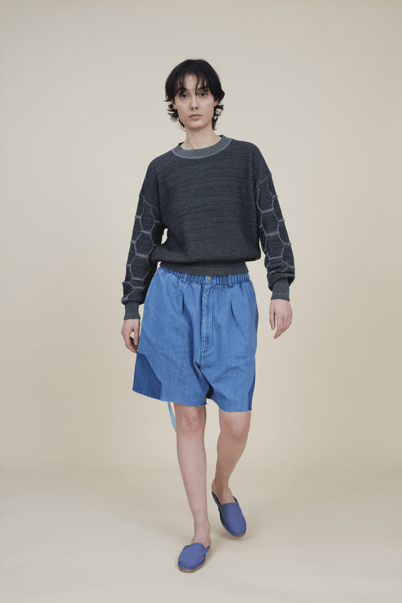 Fine Honeycomb Sleeves Crewneck