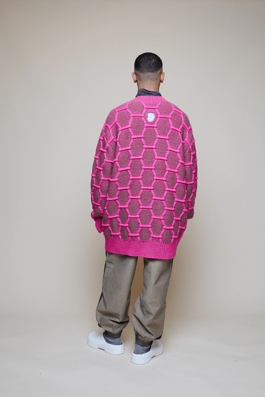 Cozy Wool Cardigan - Pink/Brown