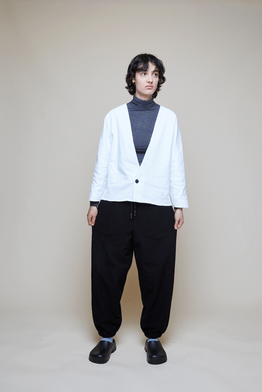 Cropped Sweat Jacket - White