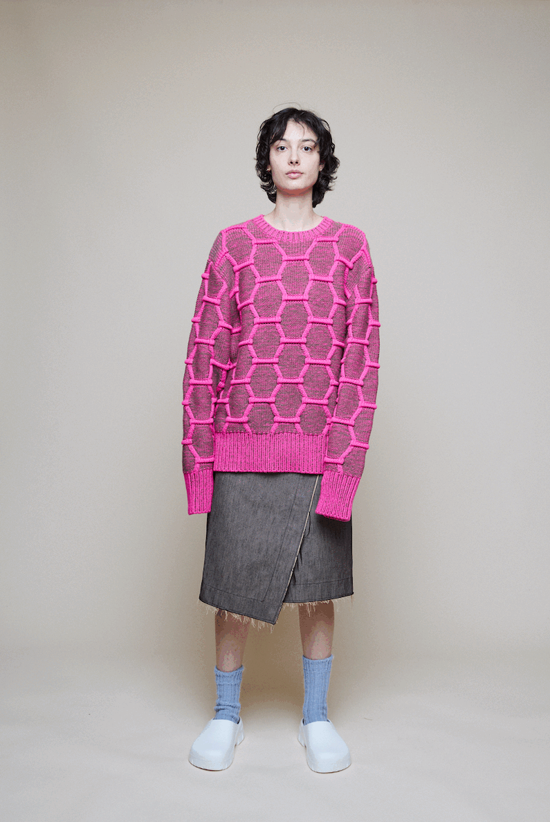 Cozy Wool Crewneck - Pink/Brown