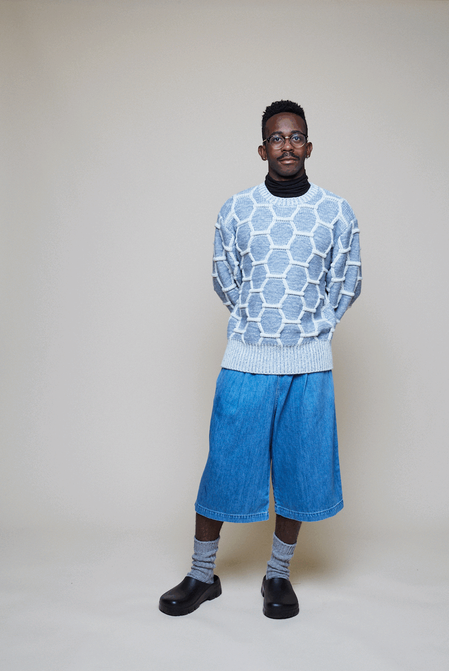 Cozy Wool Crewneck - Sky/Natural