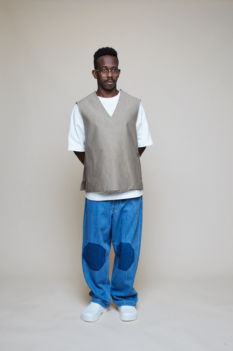 V-Neck Gabardine Vest