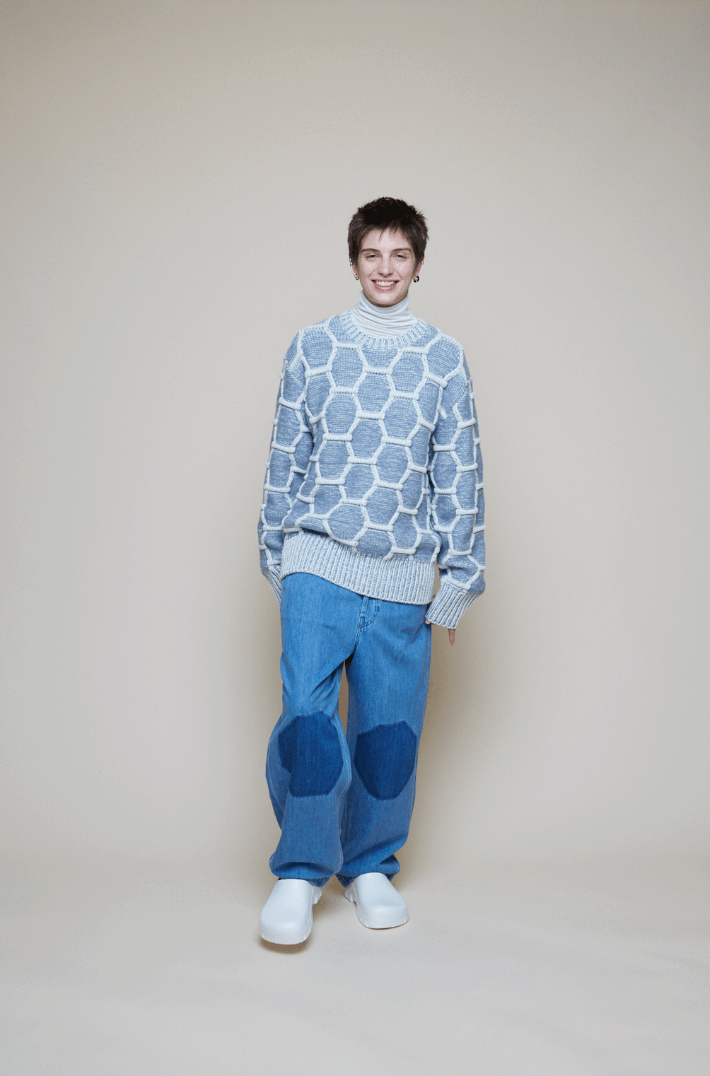 Cozy Wool Crewneck - Sky/Natural