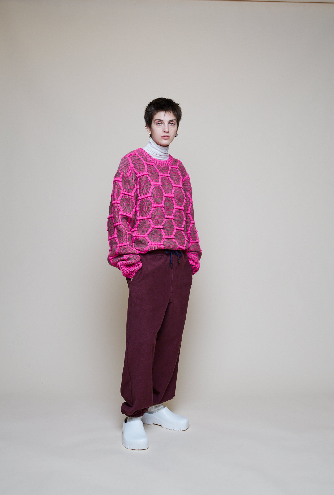 Cozy Wool Crewneck - Pink/Brown