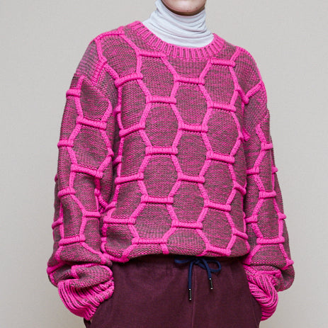 Cozy Wool Crewneck - Pink/Brown